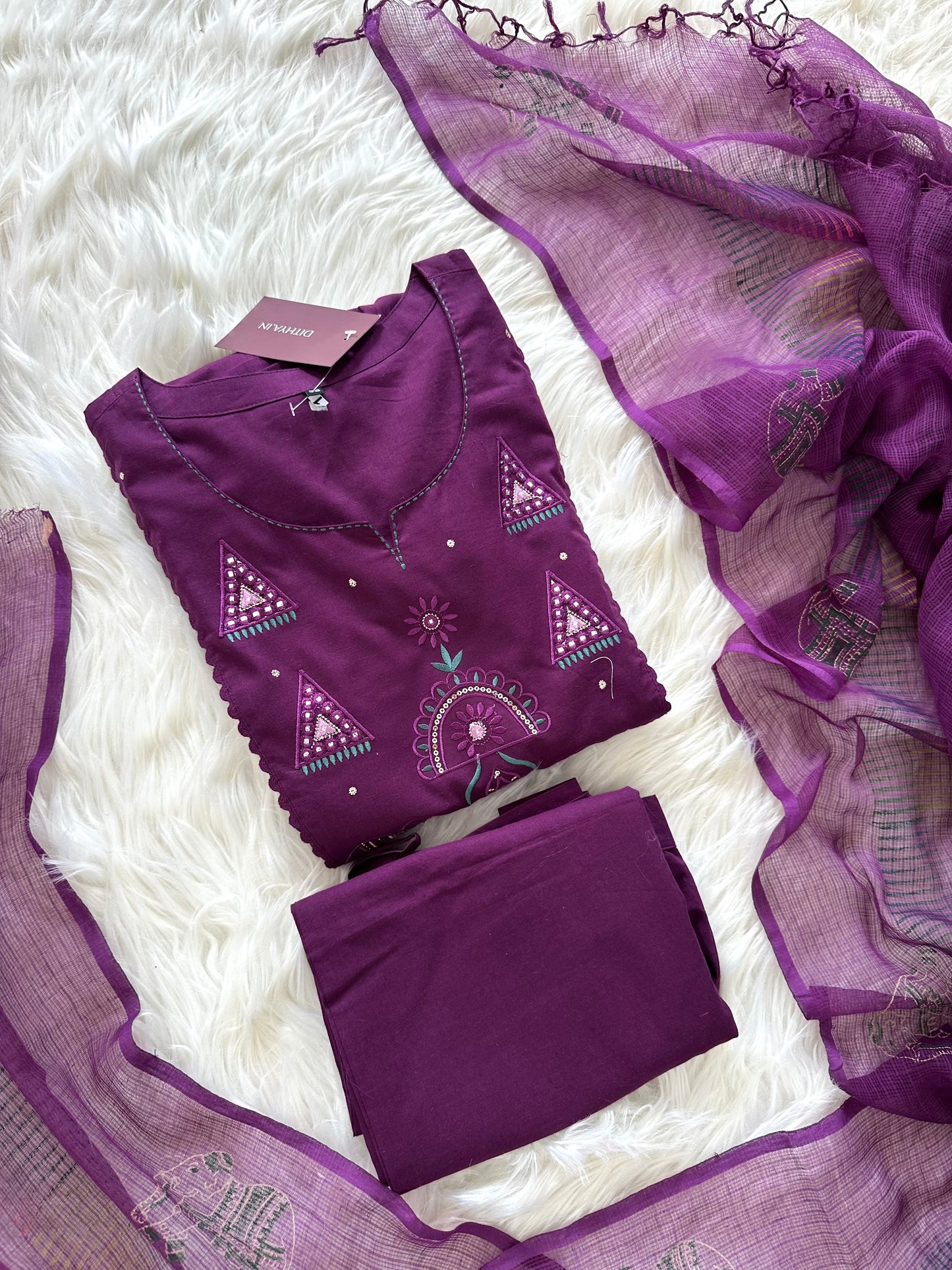 K226 - Cotton Anarkali with pants and dupatta