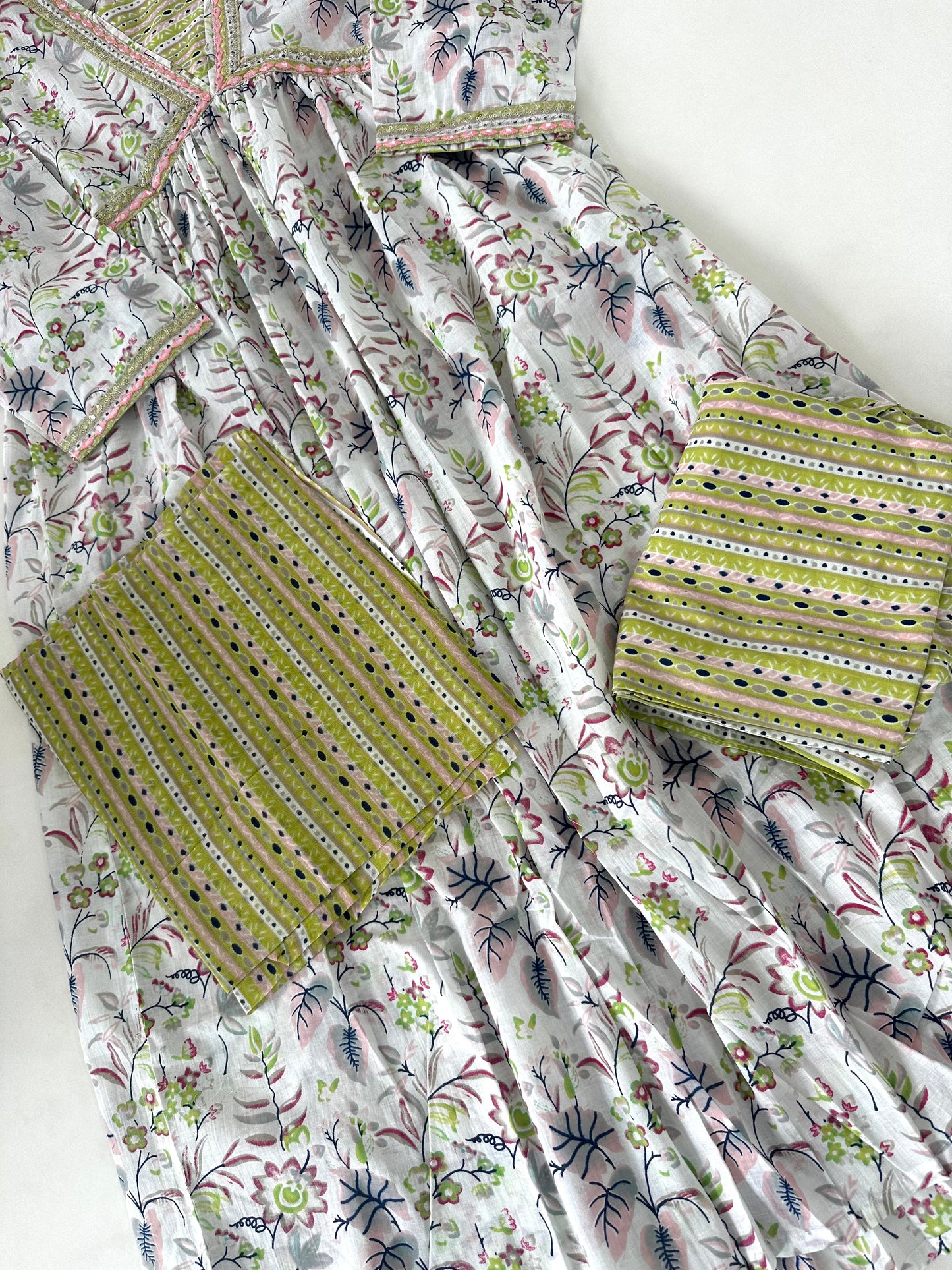 D297 - Muslin Alia cut Anarkali with pants and dupatta