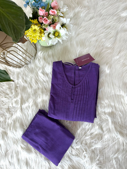 K289 - Cotton embroidered Aline Kurti with pants