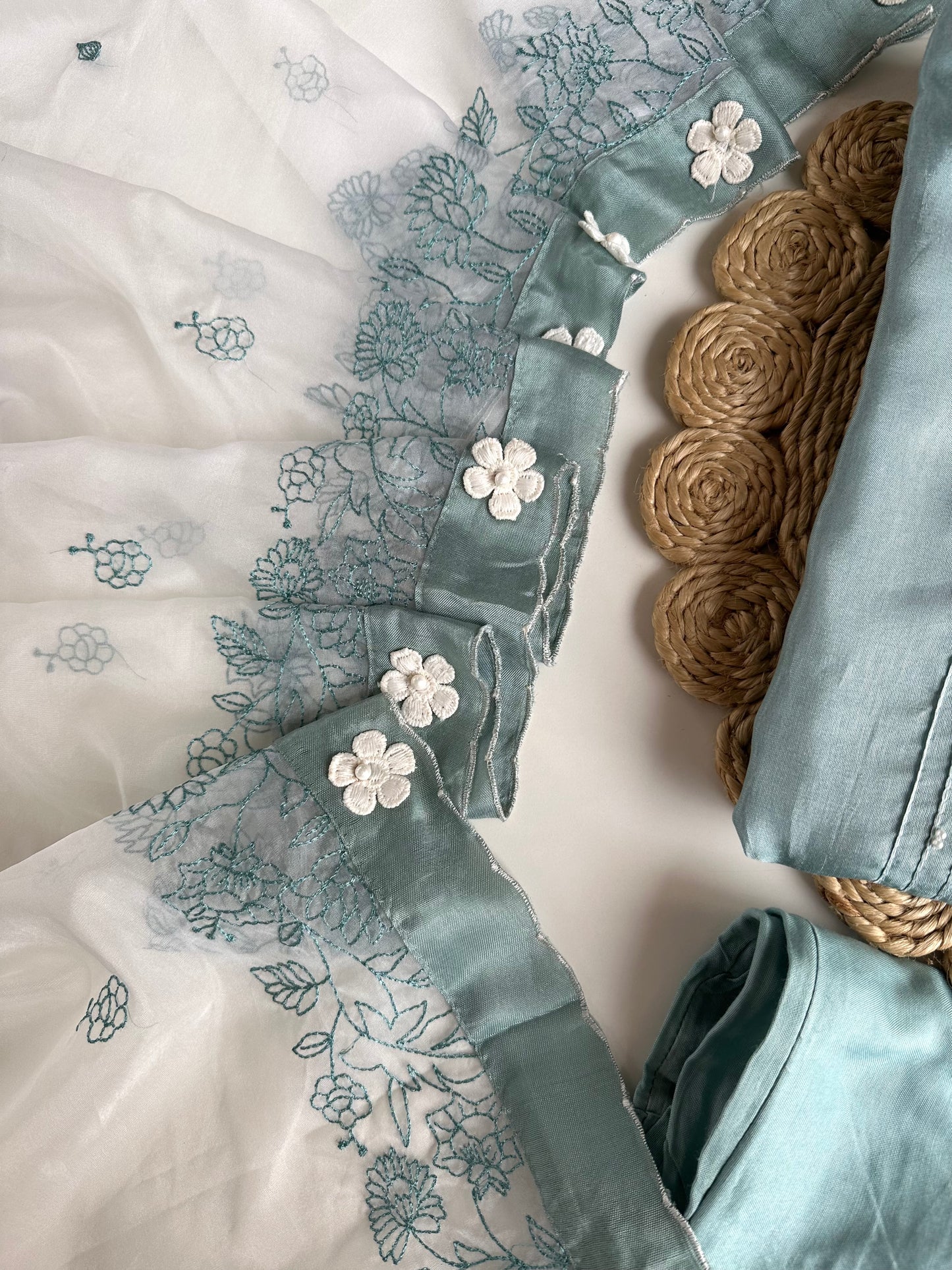 K029 - Russian silk embroidered Anarkali with pants and dupatta