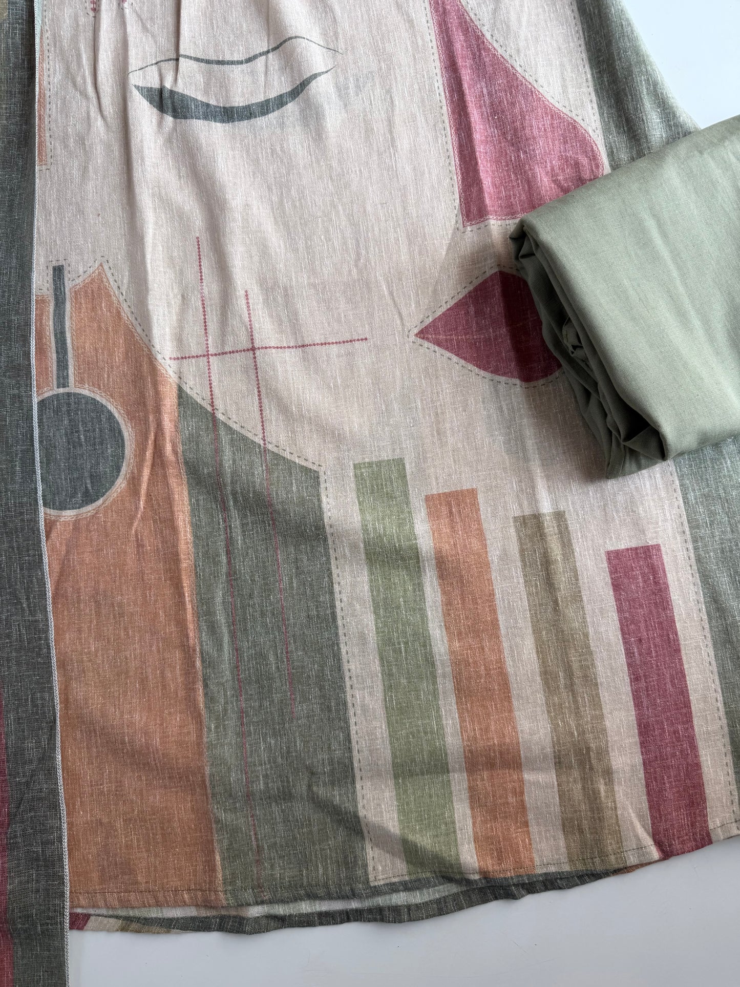 K242 - Linen printed Aline Kurti with pants and dupatta