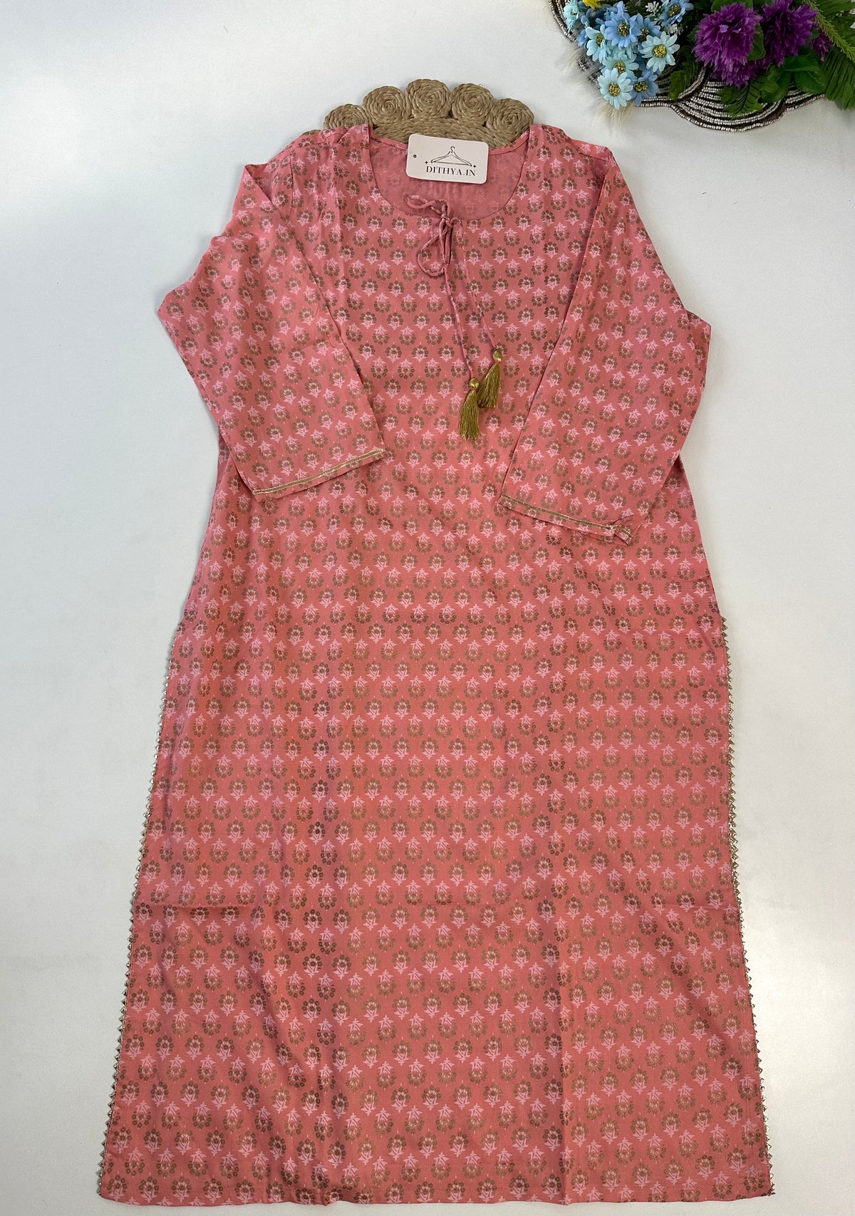 D678-Cotton straight Kurti with pants