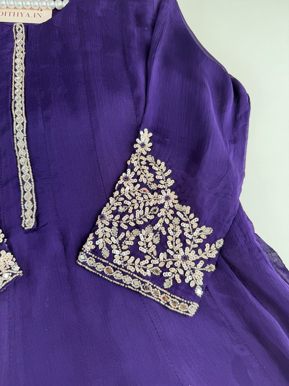 K538 - Chinnon handwork Anarkali with pants and dupatta in 2 colours