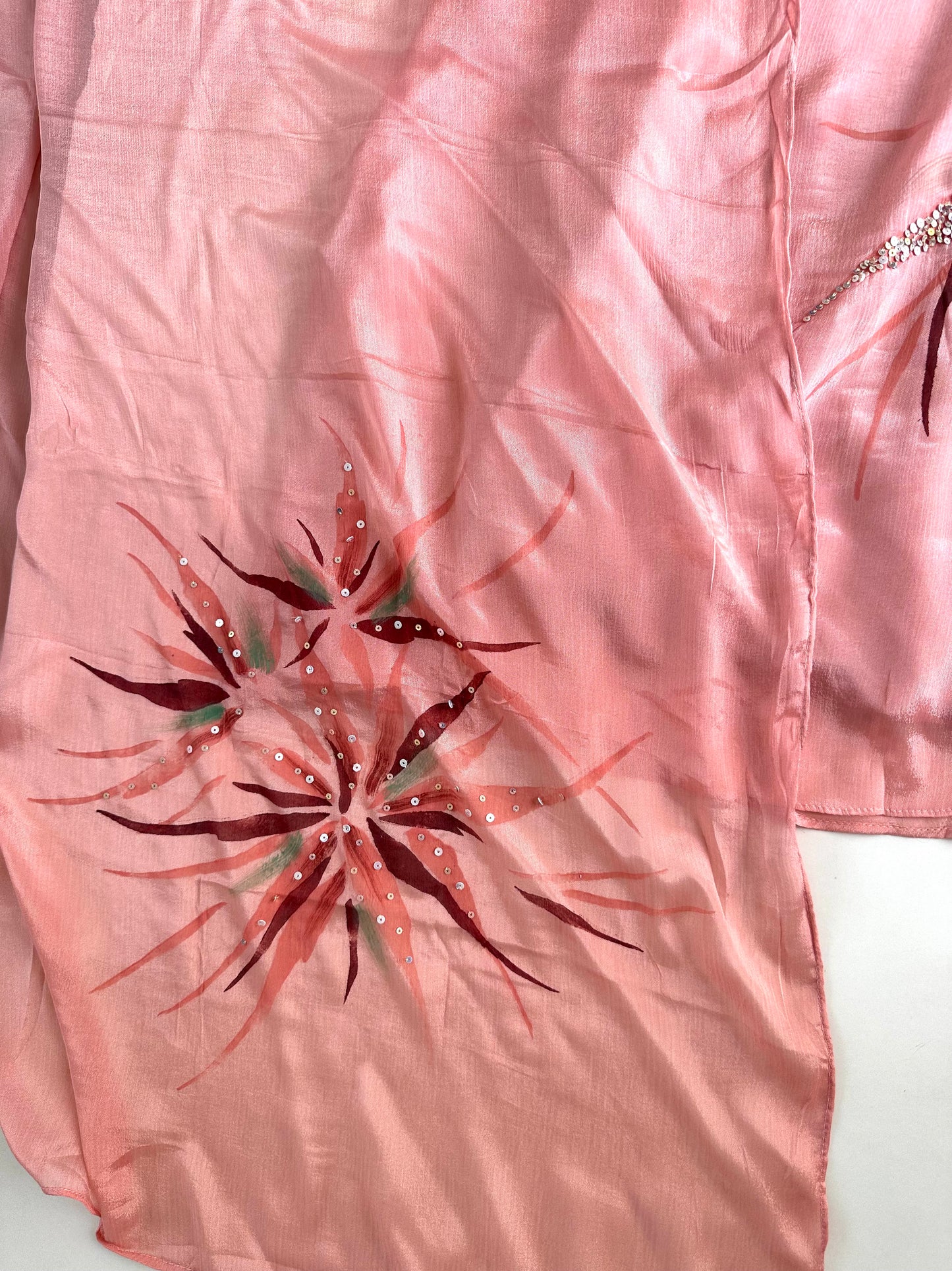 K051 - Pure Chinnon handwork Aline Kurti with pants and dupatta