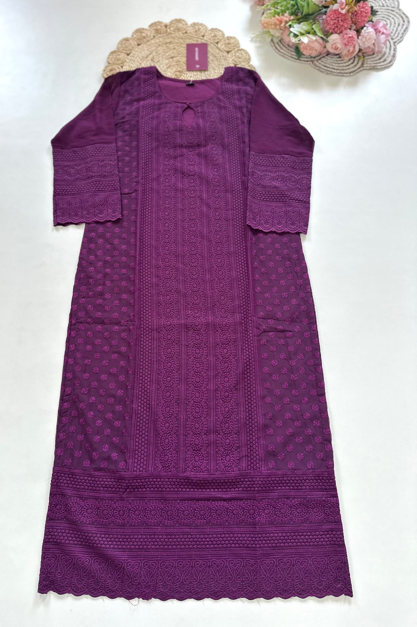 K061 - Georgette chikankari Kurti