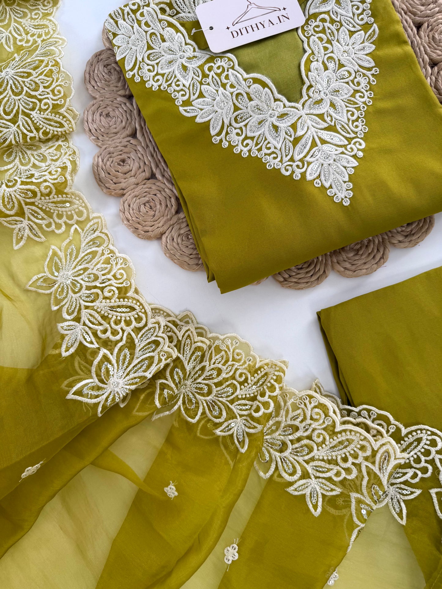 K516 - Roman silk embroidered straight Kurti with pants and dupatta