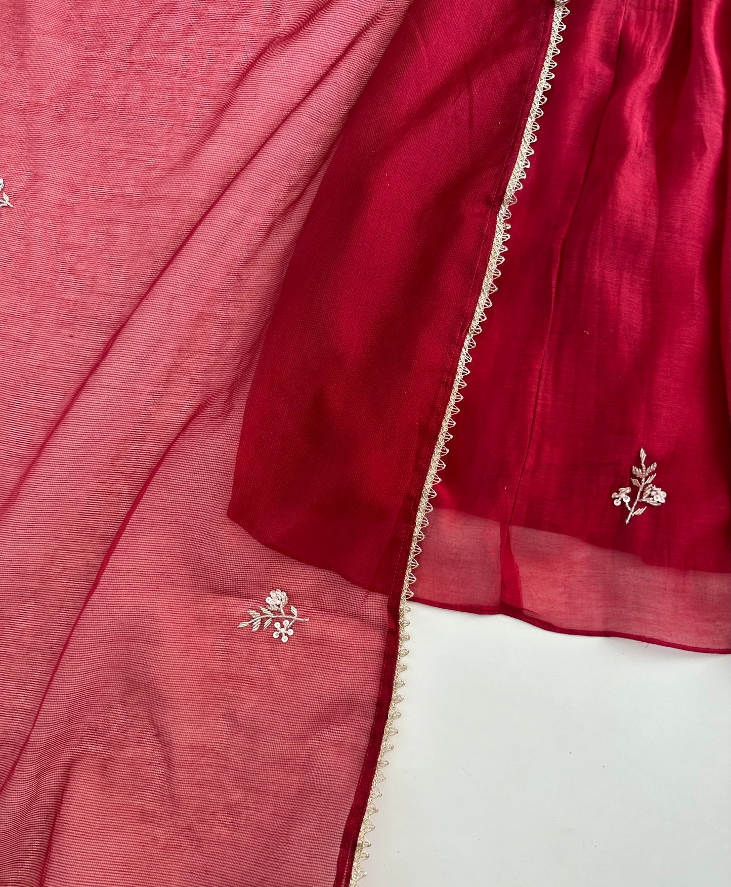 K112 - Mul Chanderi Handwork Anarkali with pants and dupatta