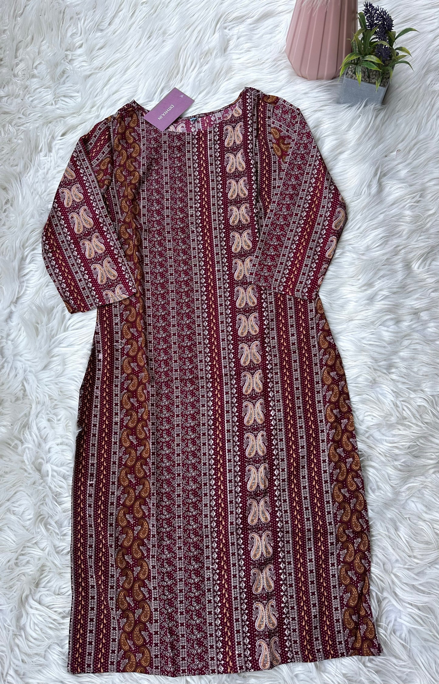 K126 - Rayon cotton printed straight Kurti in 2 prints