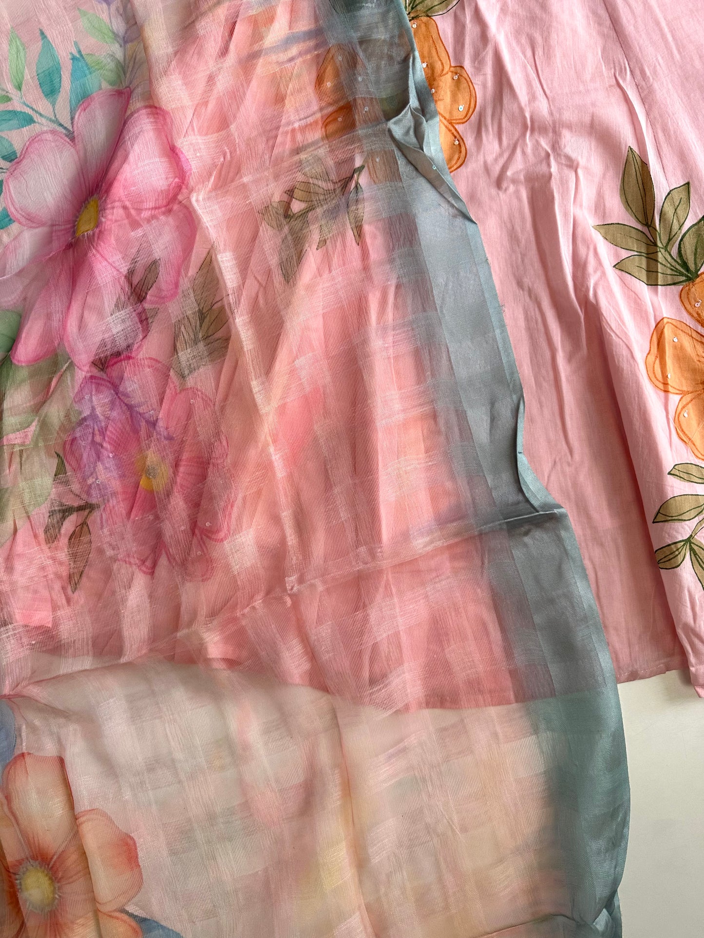 K445 - Mul cotton Anarkali with pants and dupatta