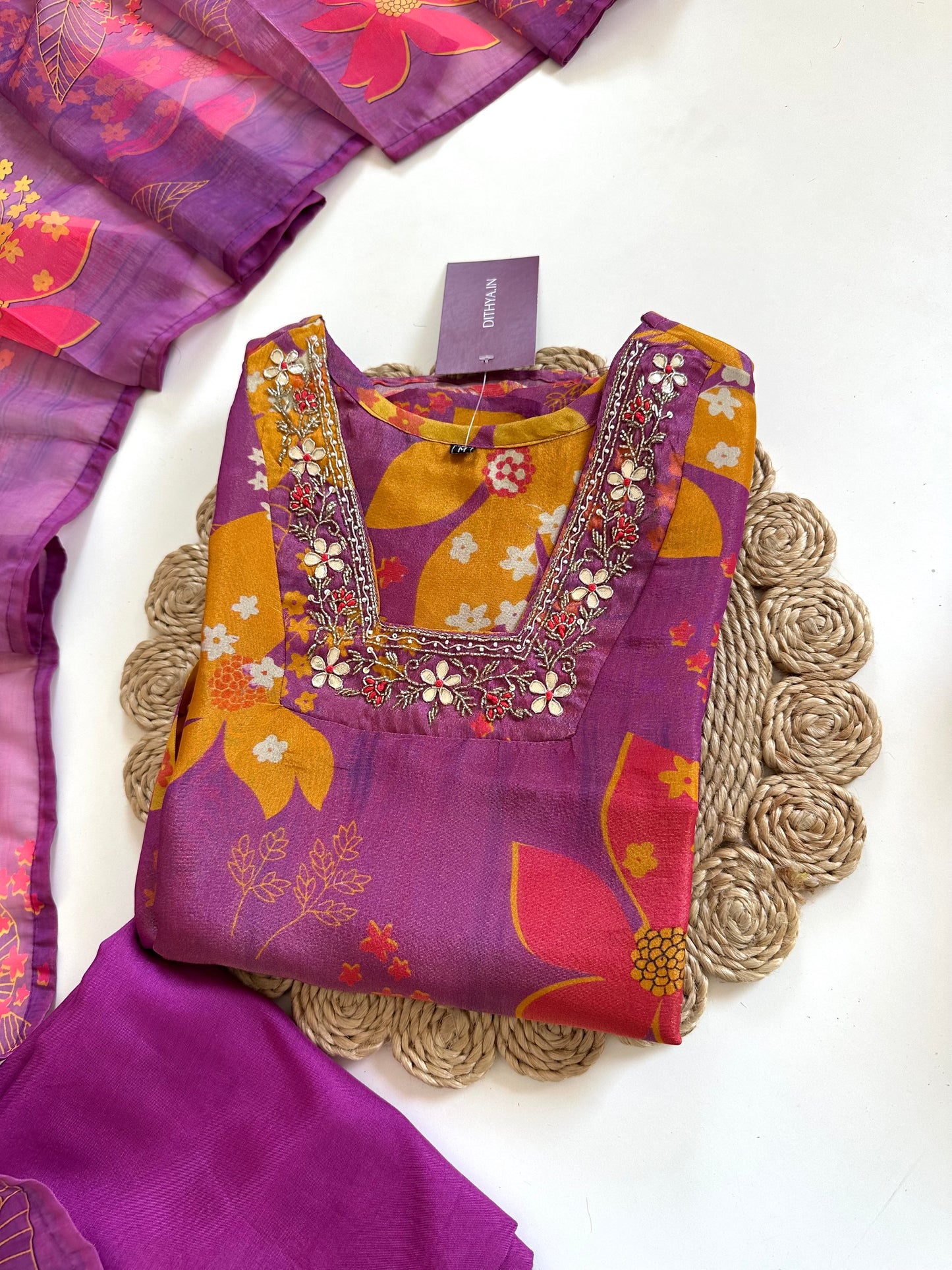 K115 - Tissue silk Anarkali with pants and dupatta