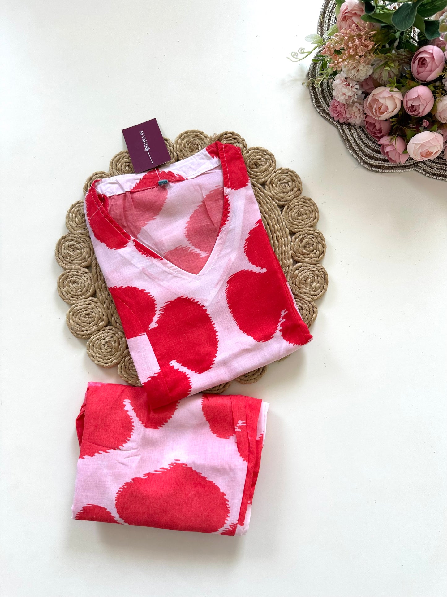 K072 - Sleeveless cotton Kurti with pants