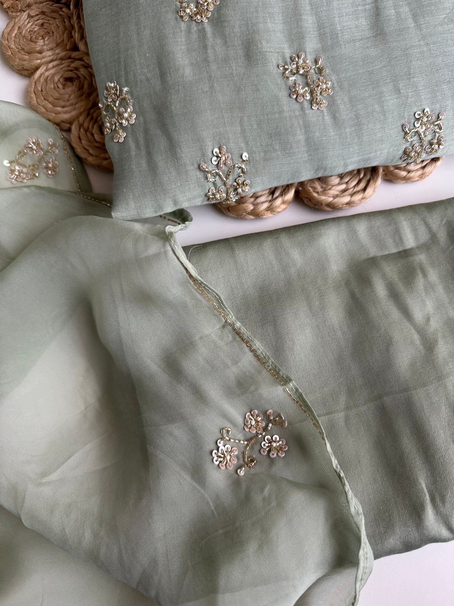 K424 - Mul Chanderi handwork Anarkali with pants and dupatta