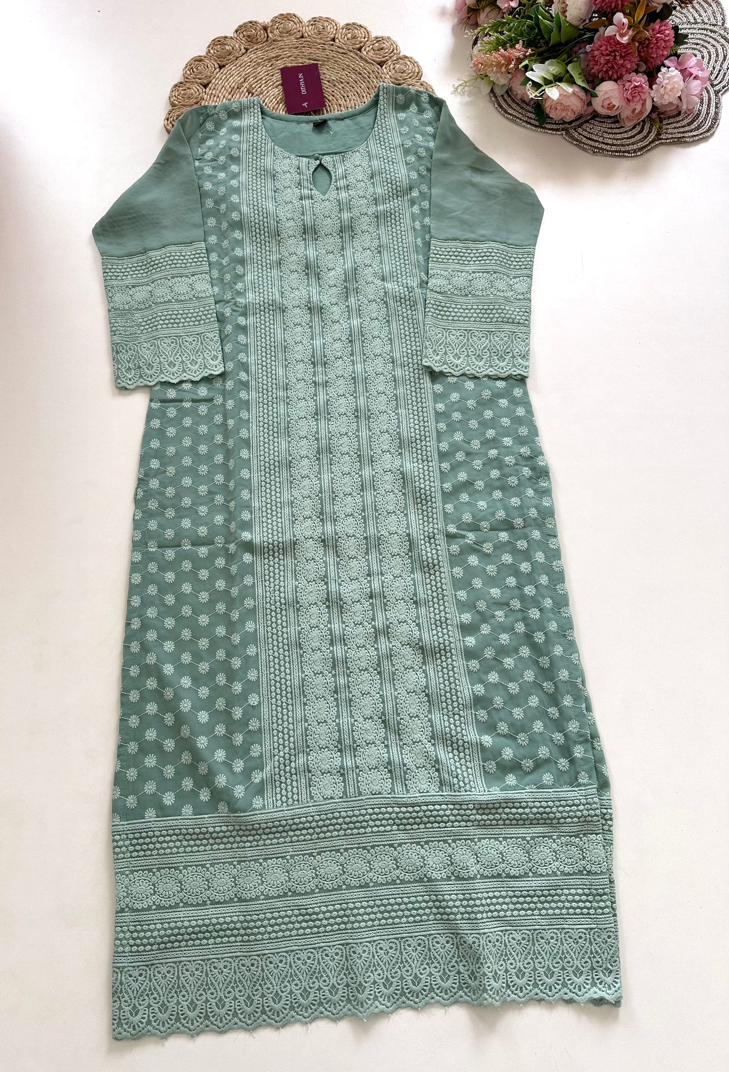 K061 - Georgette chikankari Kurti