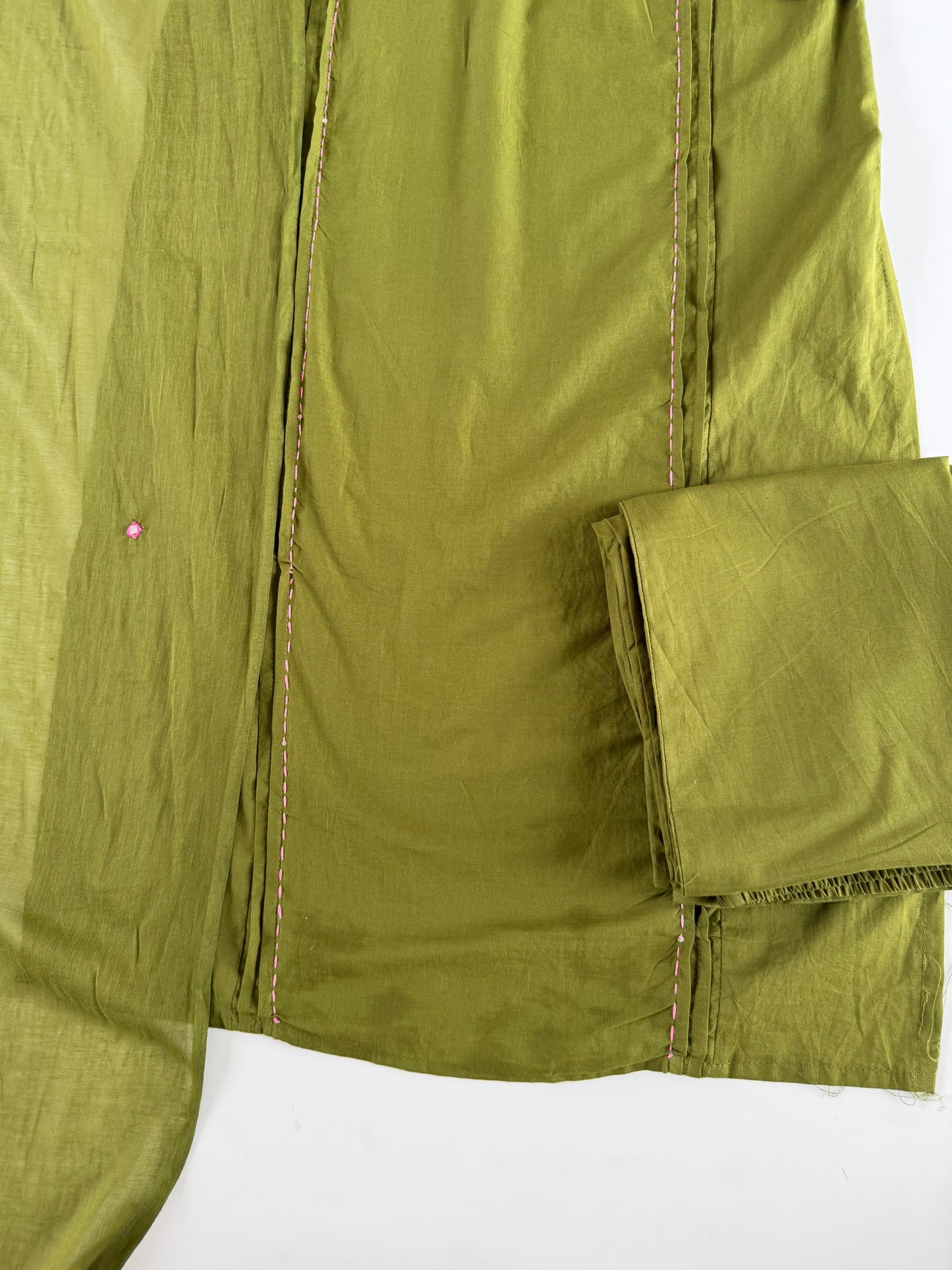 K497 - Cotton embroidered straight Kurti with pants and dupatta