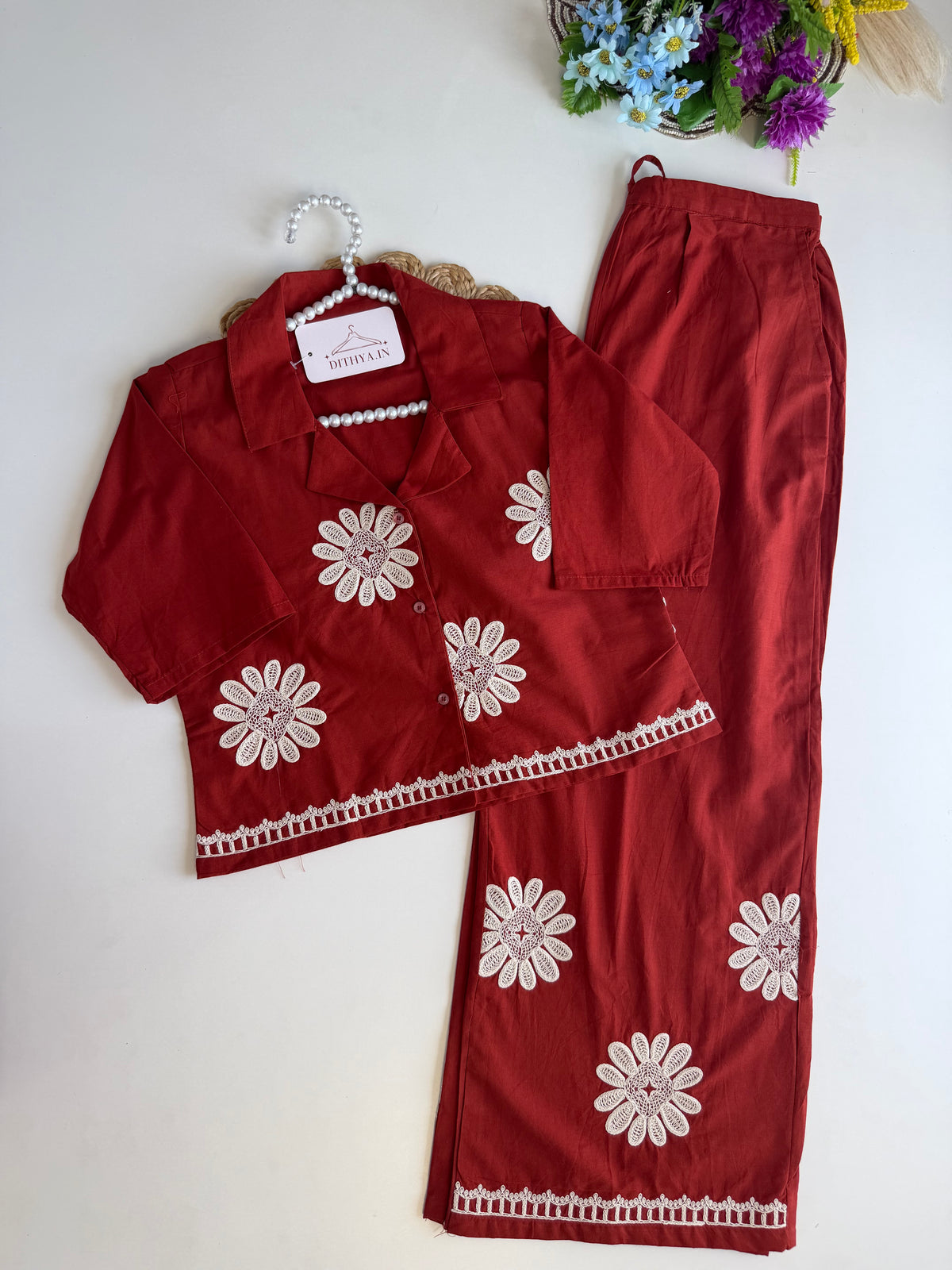 K576 - Besticktes Coord-Set aus Mul-Baumwolle