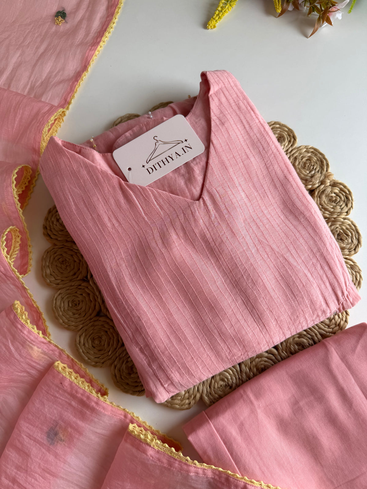 K632 - Mul chanderi embroidered Anarkali with pants and dupatta