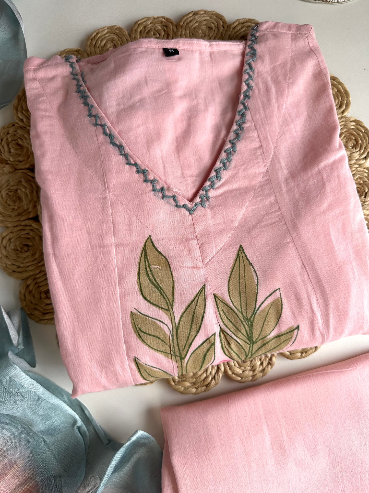 K445 - Mul cotton Anarkali with pants and dupatta