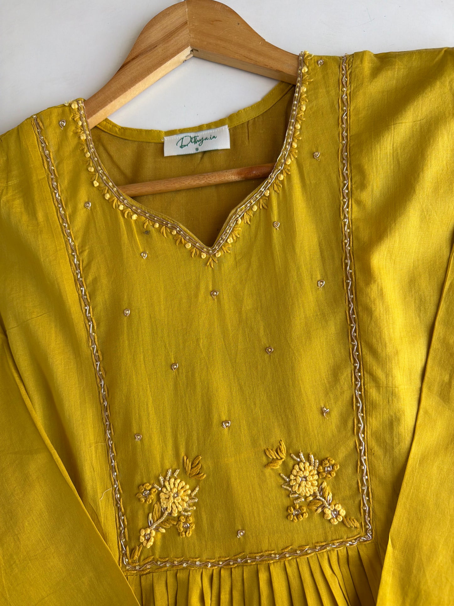 K608 - Mul cotton embroidered Anarkali with pants and dupatta