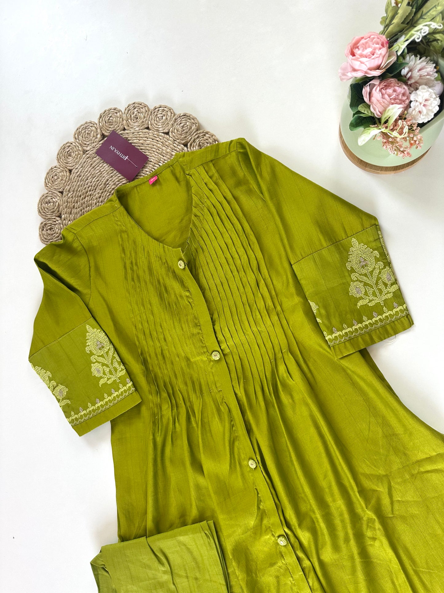 K031 - Rayon Aline Kurti with pants in 2 colours .