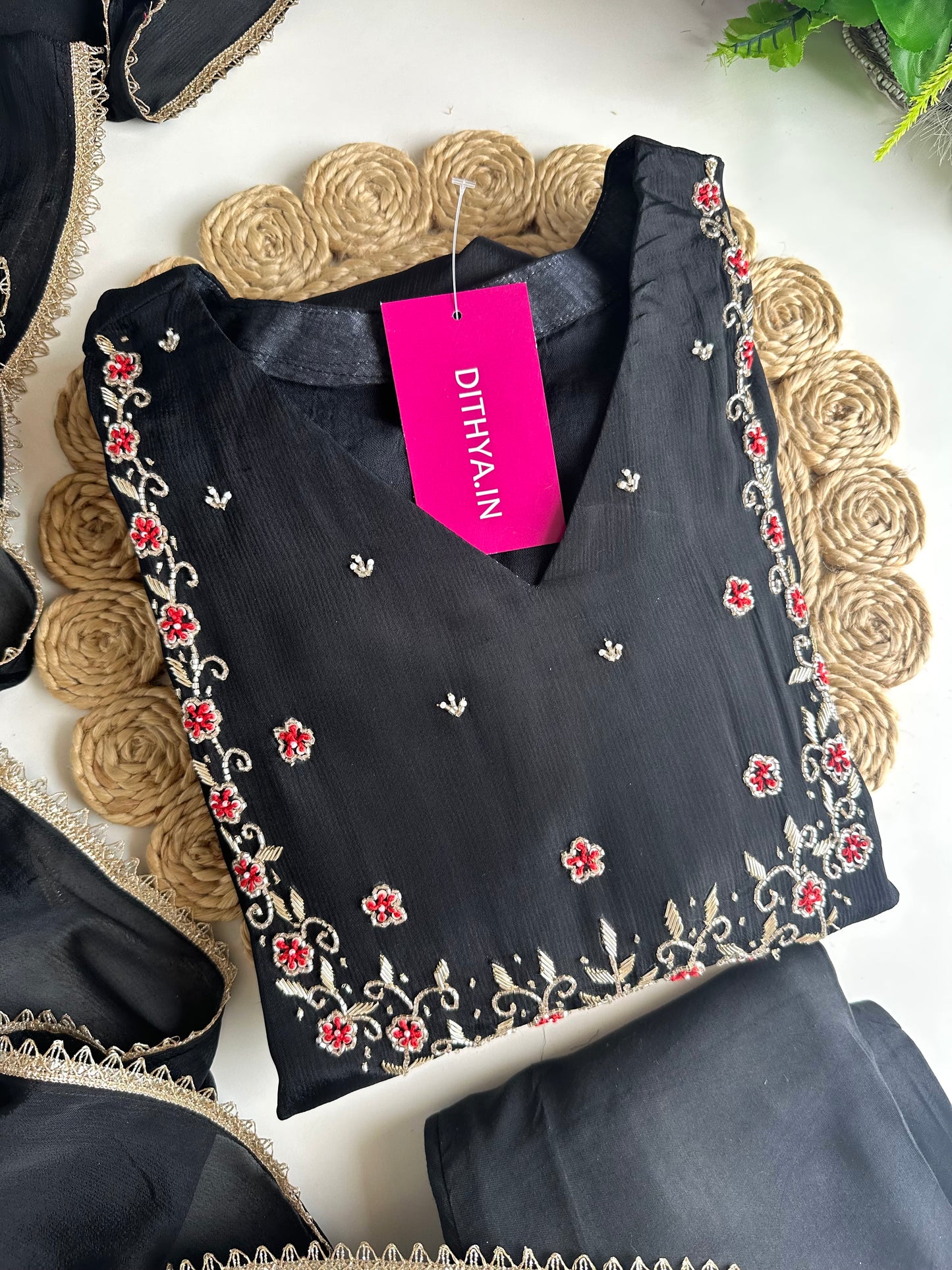 K029 - Chinnon handwork Anarkali with pants and dupatta