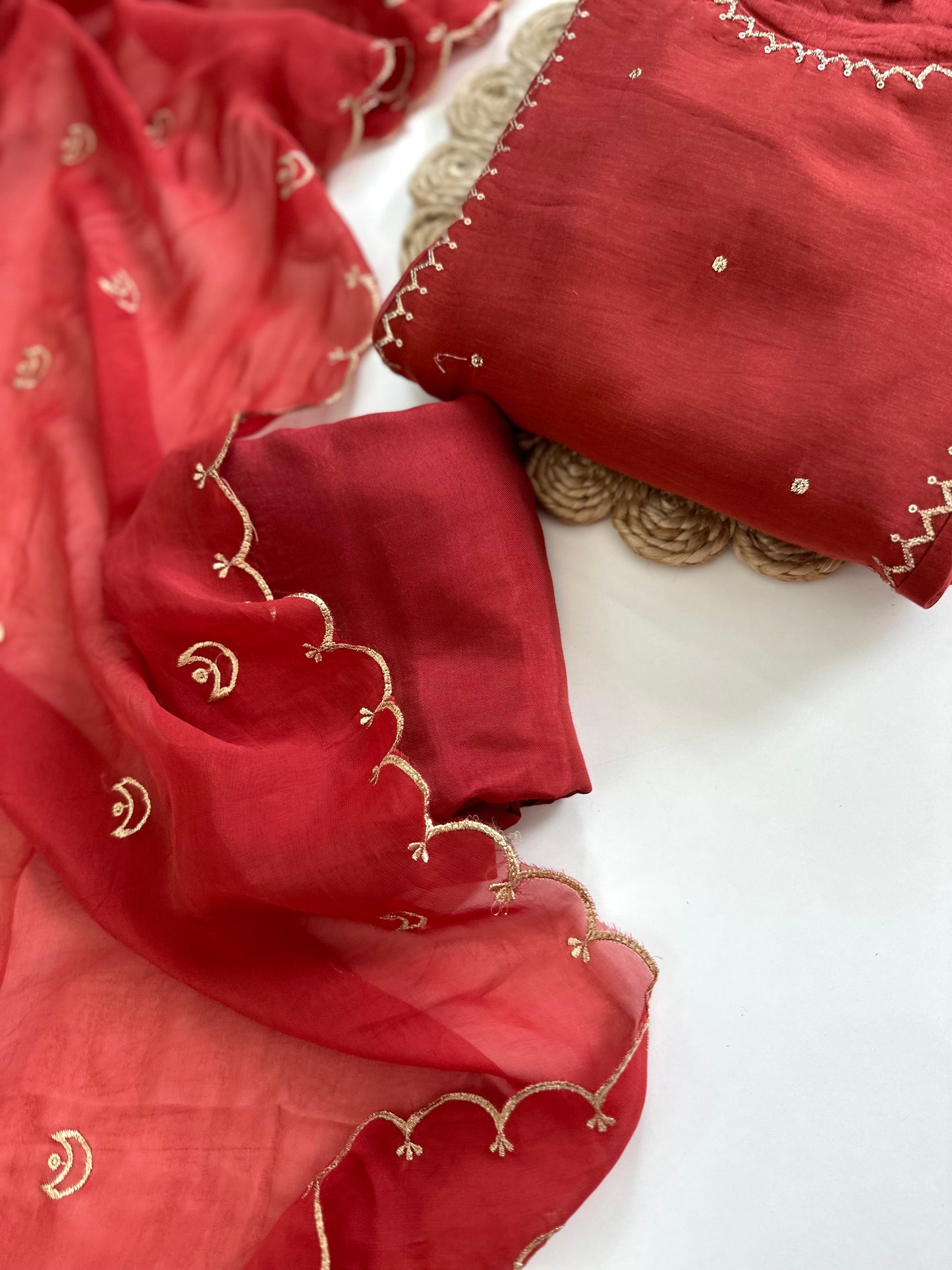 K091 - Mul Chanderi Zari work Anarkali with pants and dupatta in 2 colours