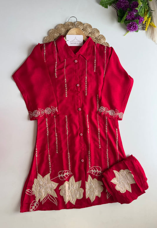 K561 - Russian silk appliqué work coord set