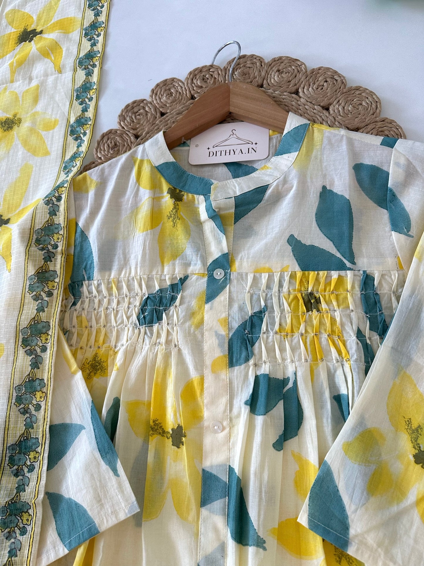 K258 - Mul cotton printed Anarkali with pants and dupatta