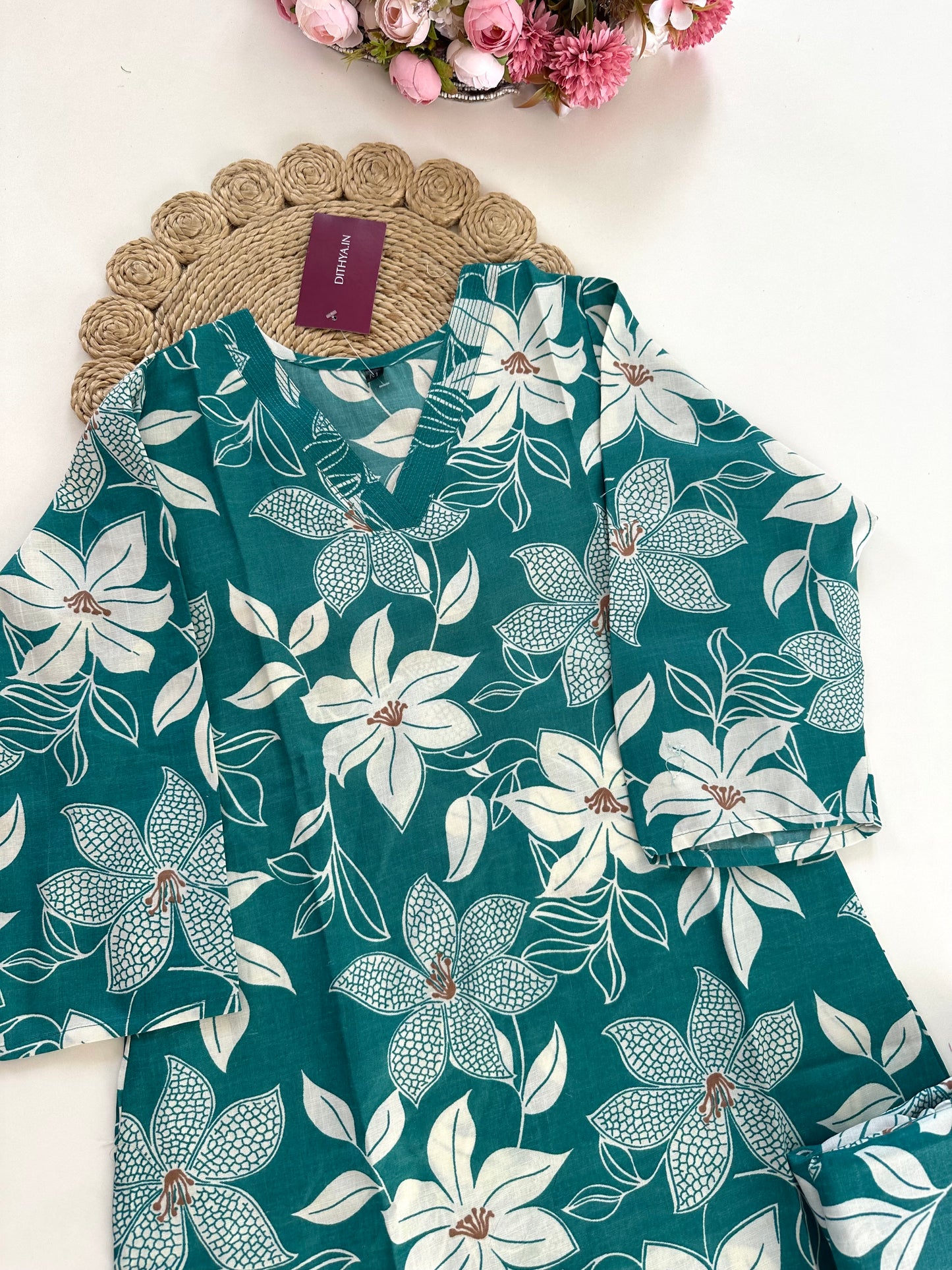 K308 - Cotton floral coord sets in 4 colours