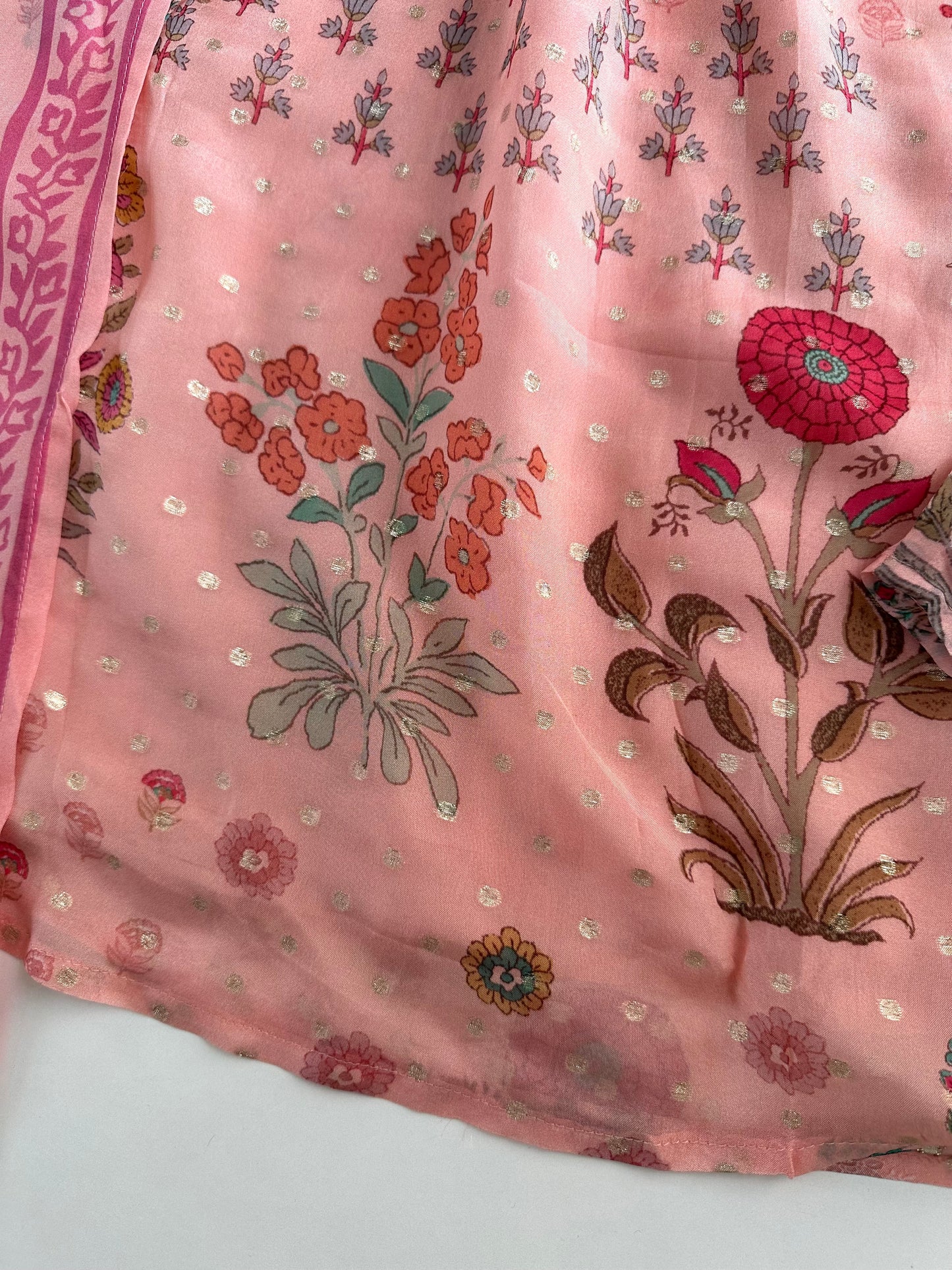 K424 - Viscose organza floral Anarkali with pants and dupatta