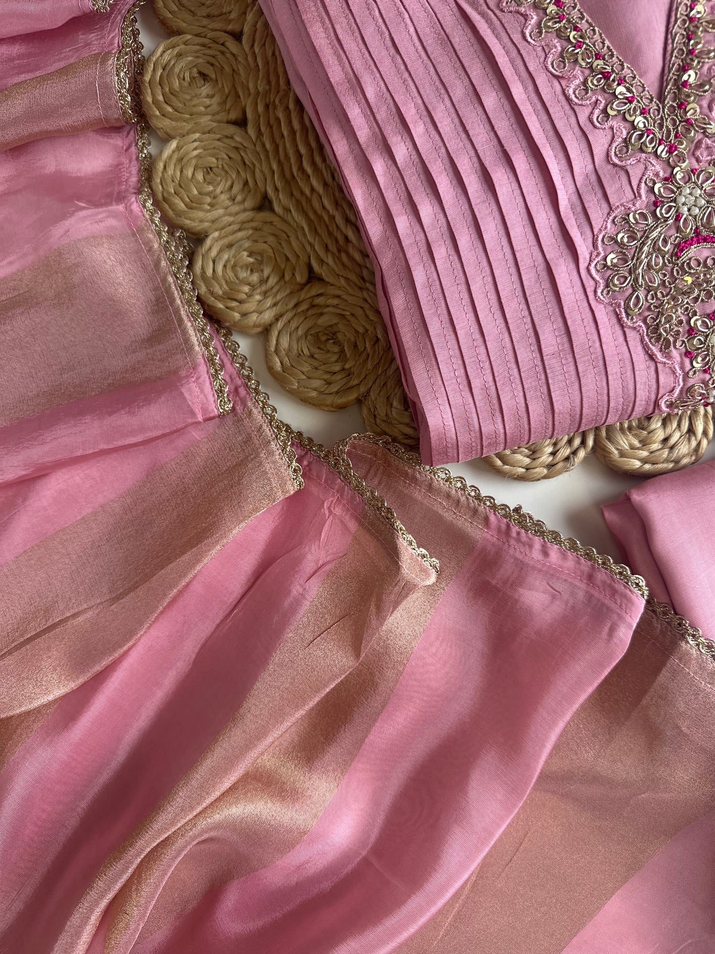 K274 - Russian silk zari work Anarkali with pants and dupatta