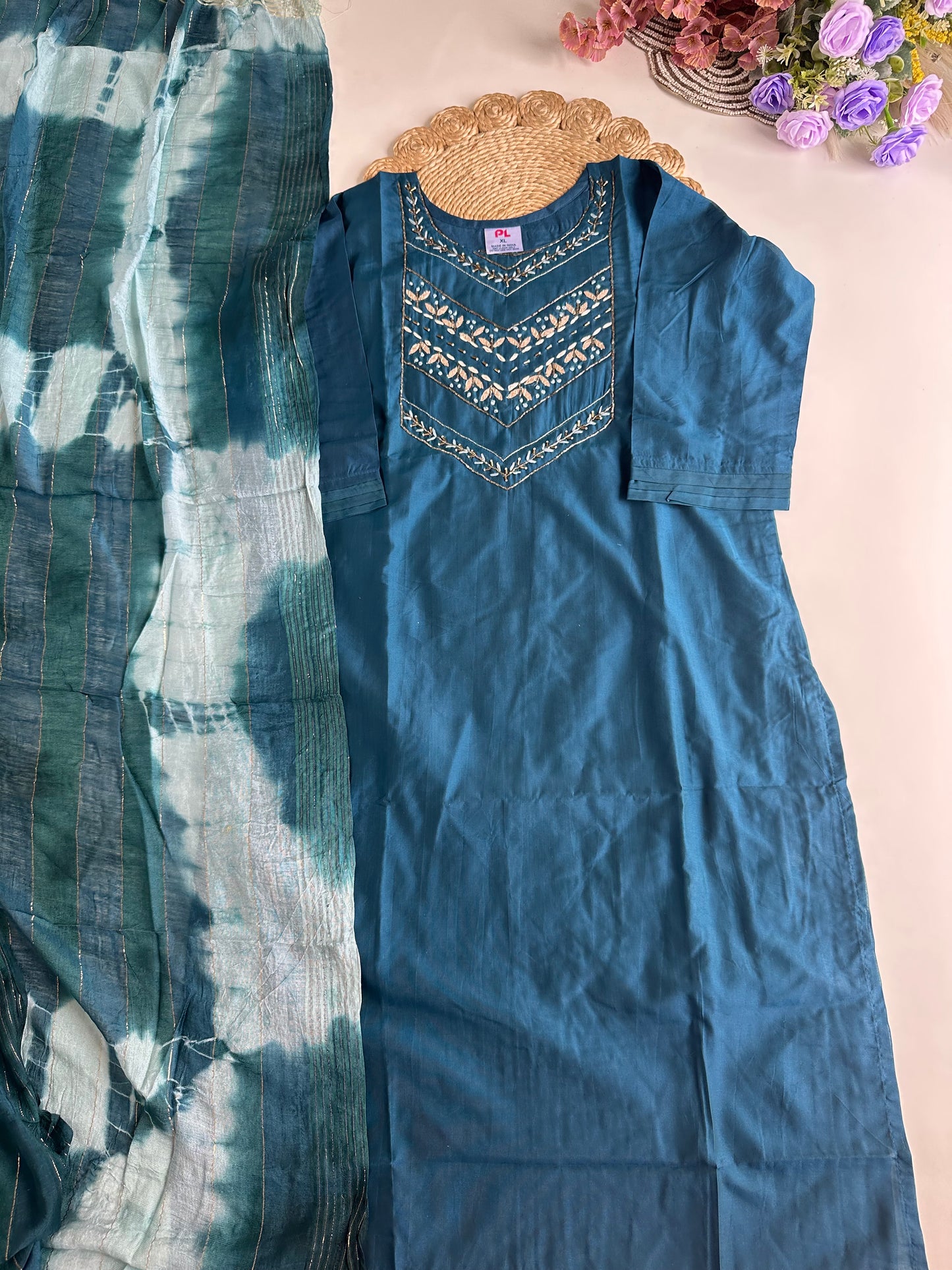 D279 - Roman silk straight kurti and dupatta