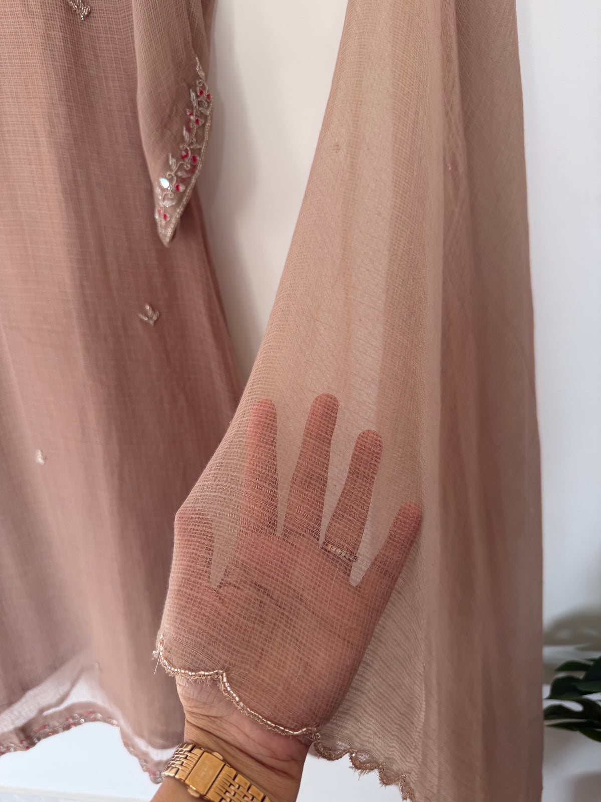 K229 - Kota doriya handwork aline Kurti with pants and dupatta in 3 colours