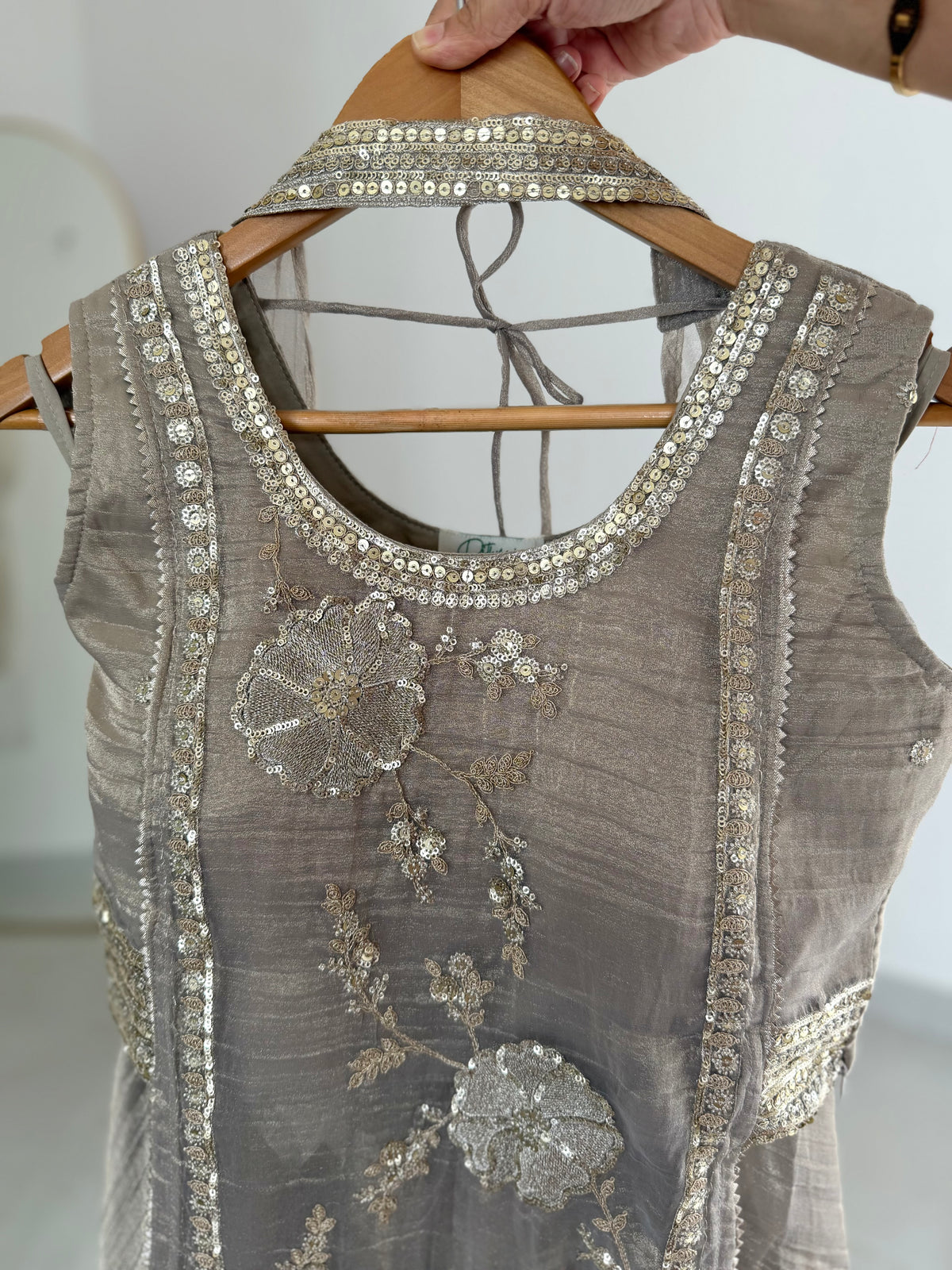 K529 - Crushed tissue handwork bustier party wear set in 2 colours