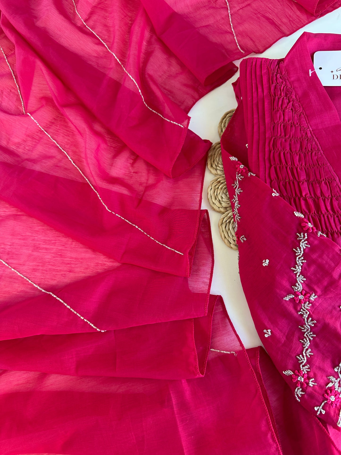 K305 - Mul Chanderi Anarkali with pants and dupatta in 2 colours