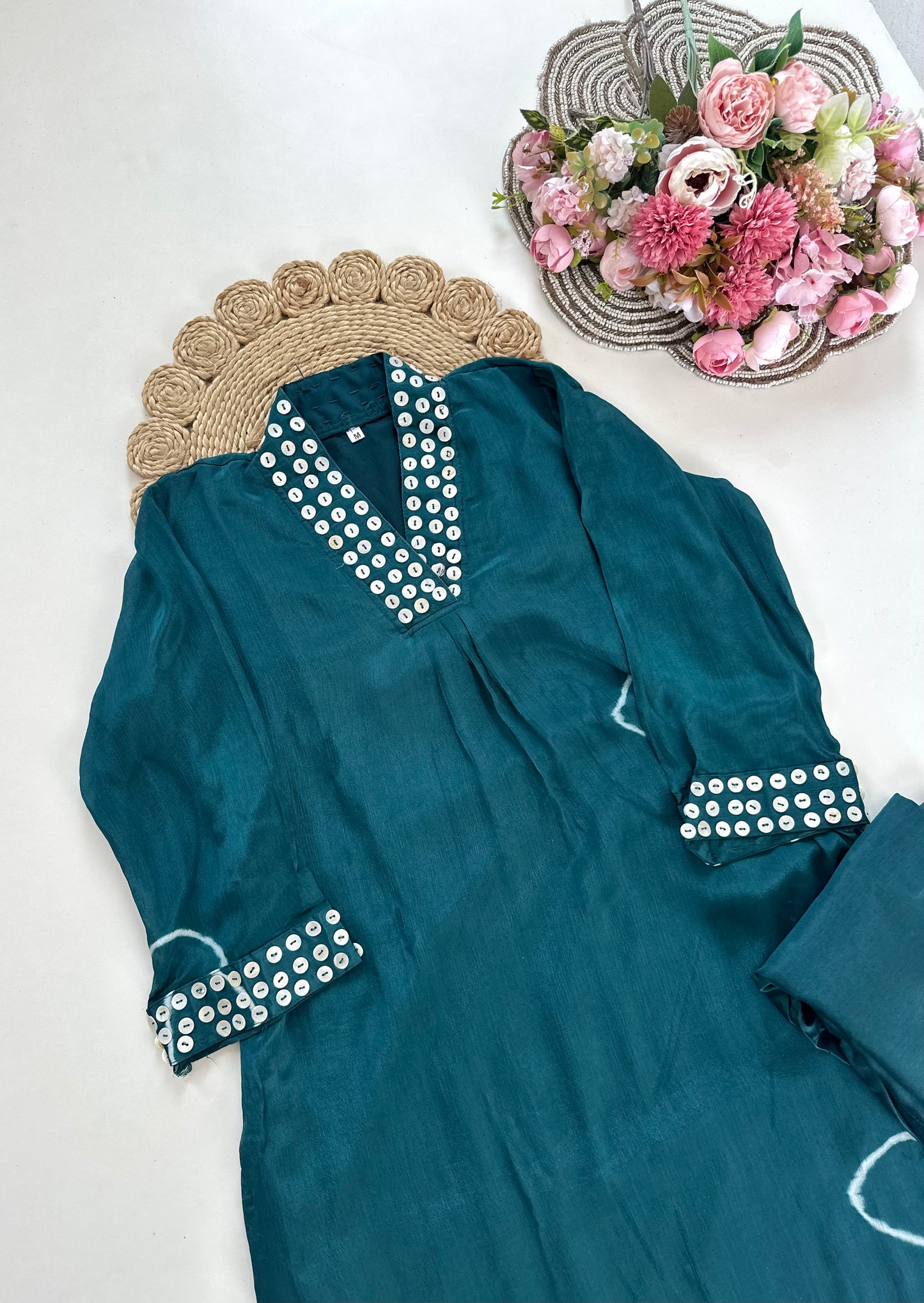 K201 - Chinnon coin work Aline Kurti with pants