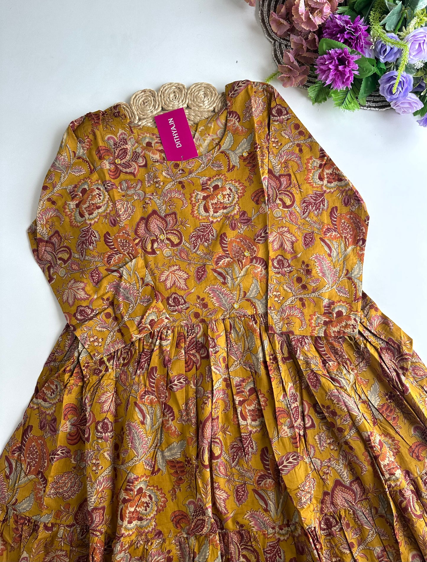 K347 - Cotton floral Anarkali in 3 colours
