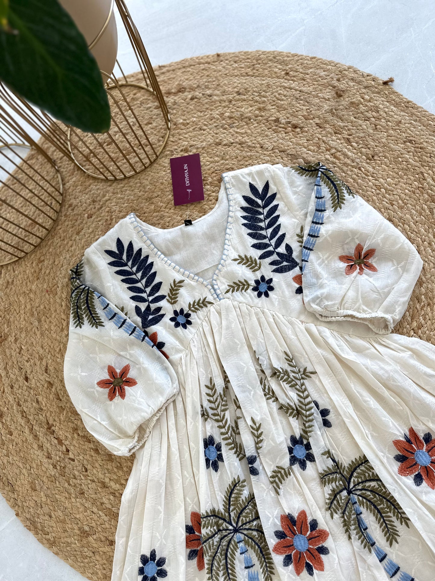 K327 - Cotton hand embroidery Dress in 4 styles