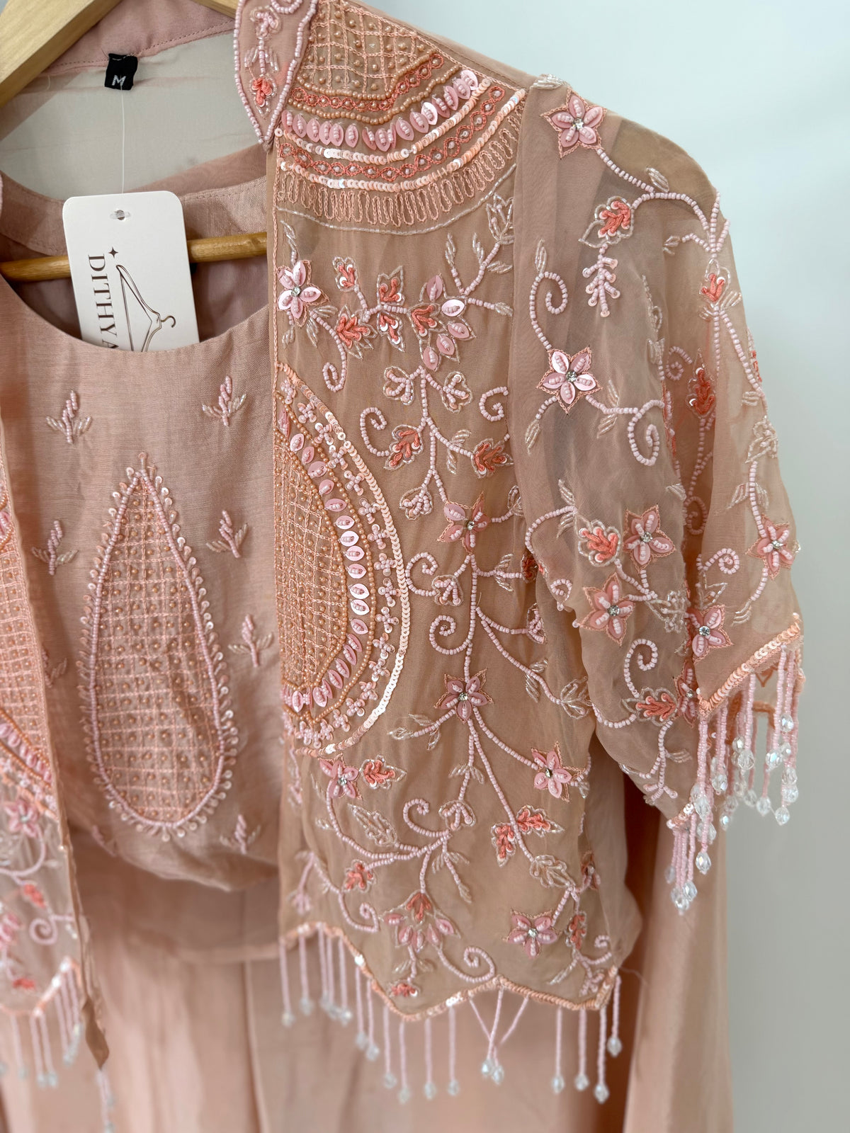K506 - Pure Organza Handwork Crop jacket with inner and divider pants