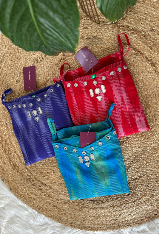 K040 - Cotton strap mirror work Kurti with pants in 3 colours