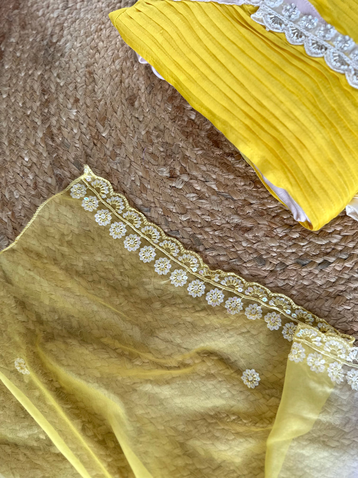 K234 - Pure muslin handwork Aline Kurti with pants and dupatta
