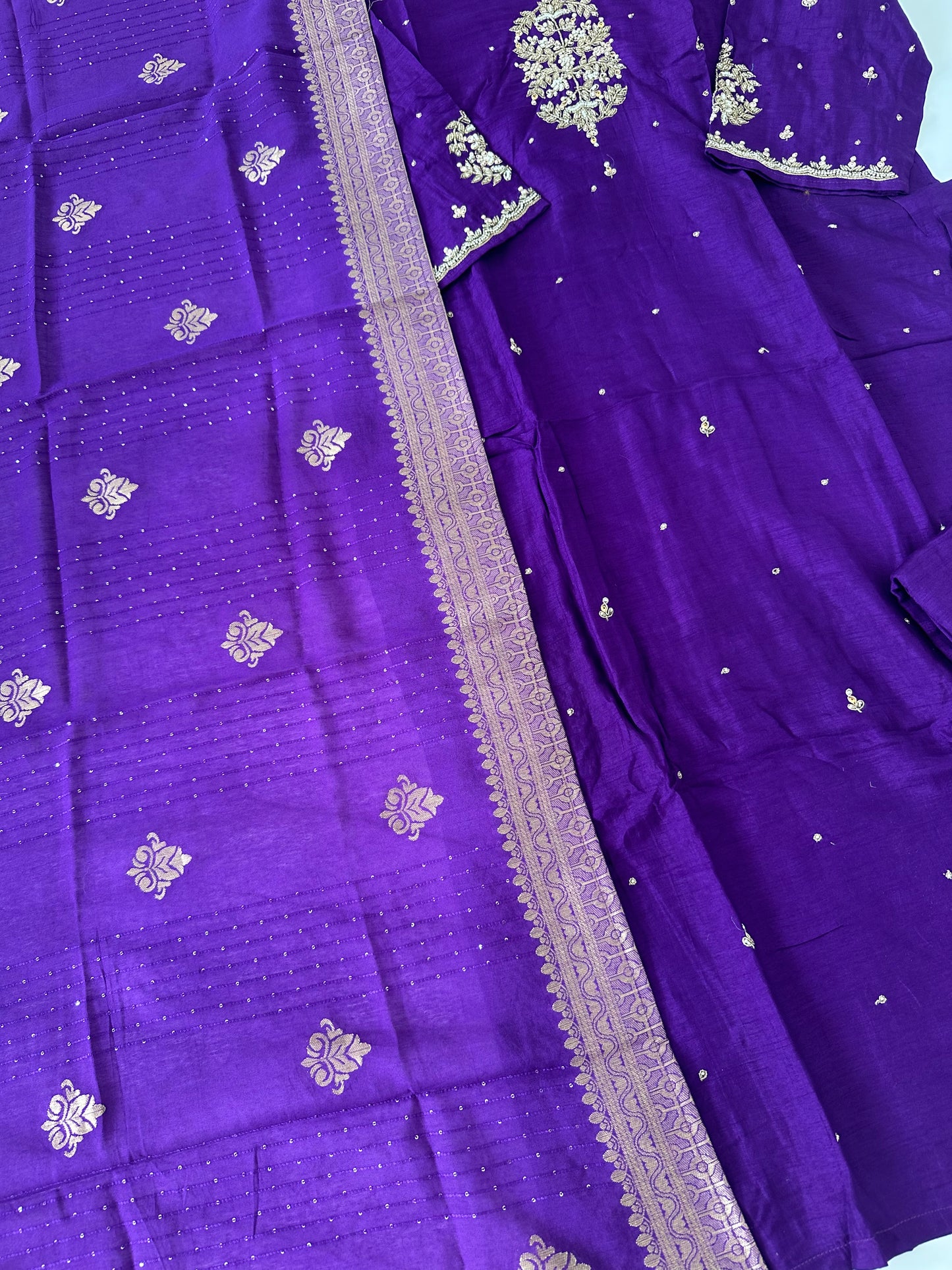 D406-Dola silk straight kurti with pants and dupatta