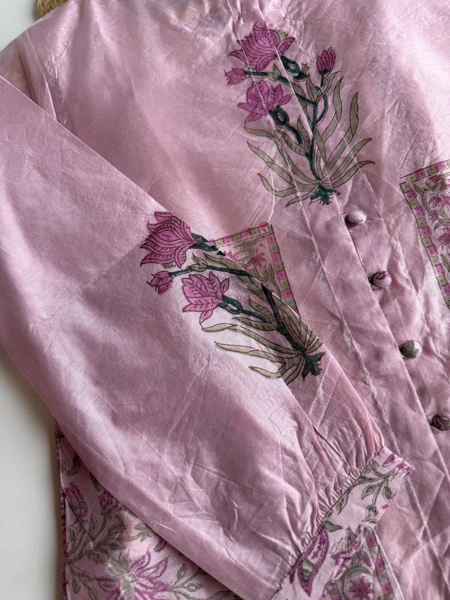K140 - Chanderi block print coord set
