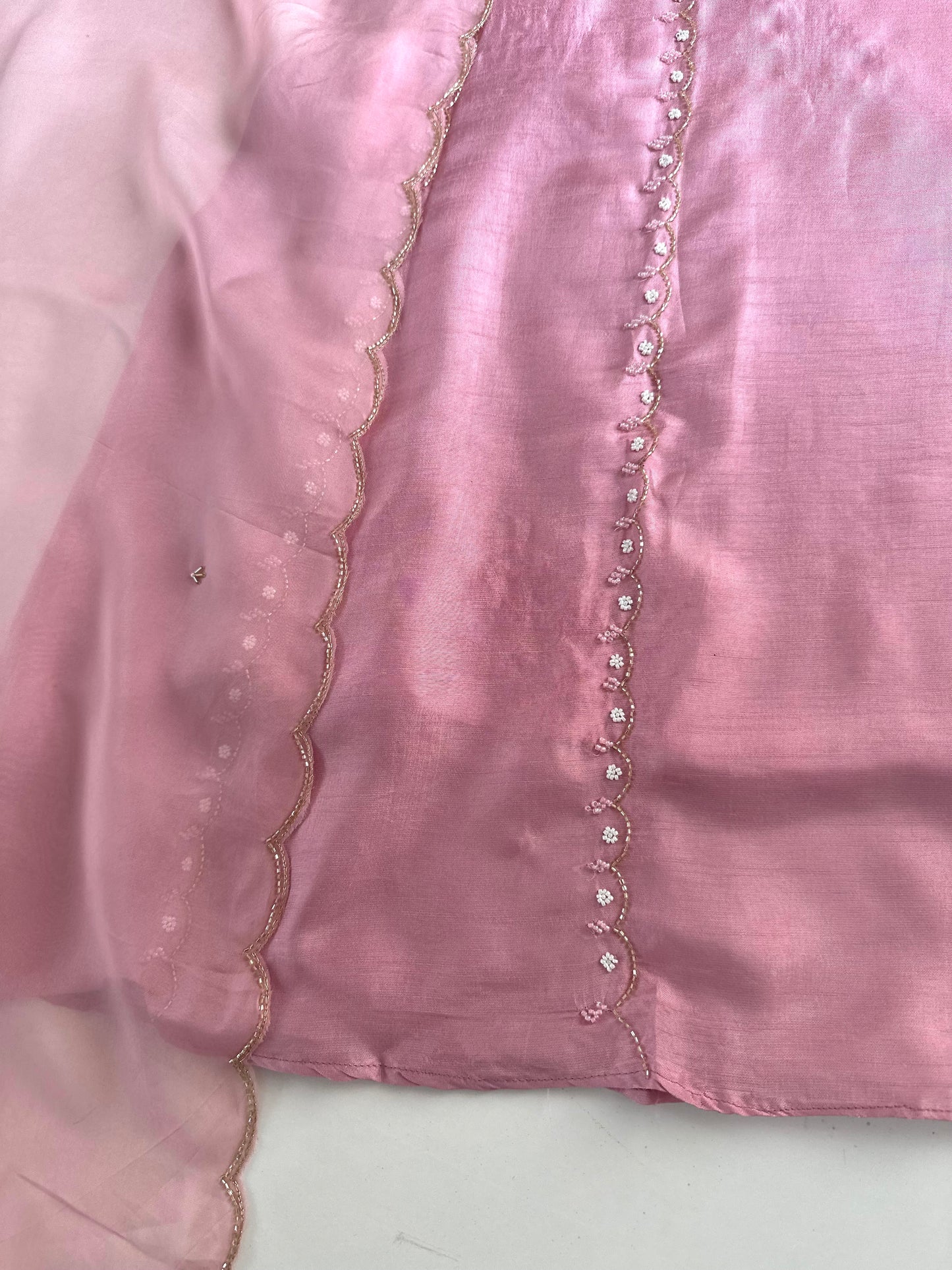 K091 - Russian silk handwork Anarkali with pants and dupatta
