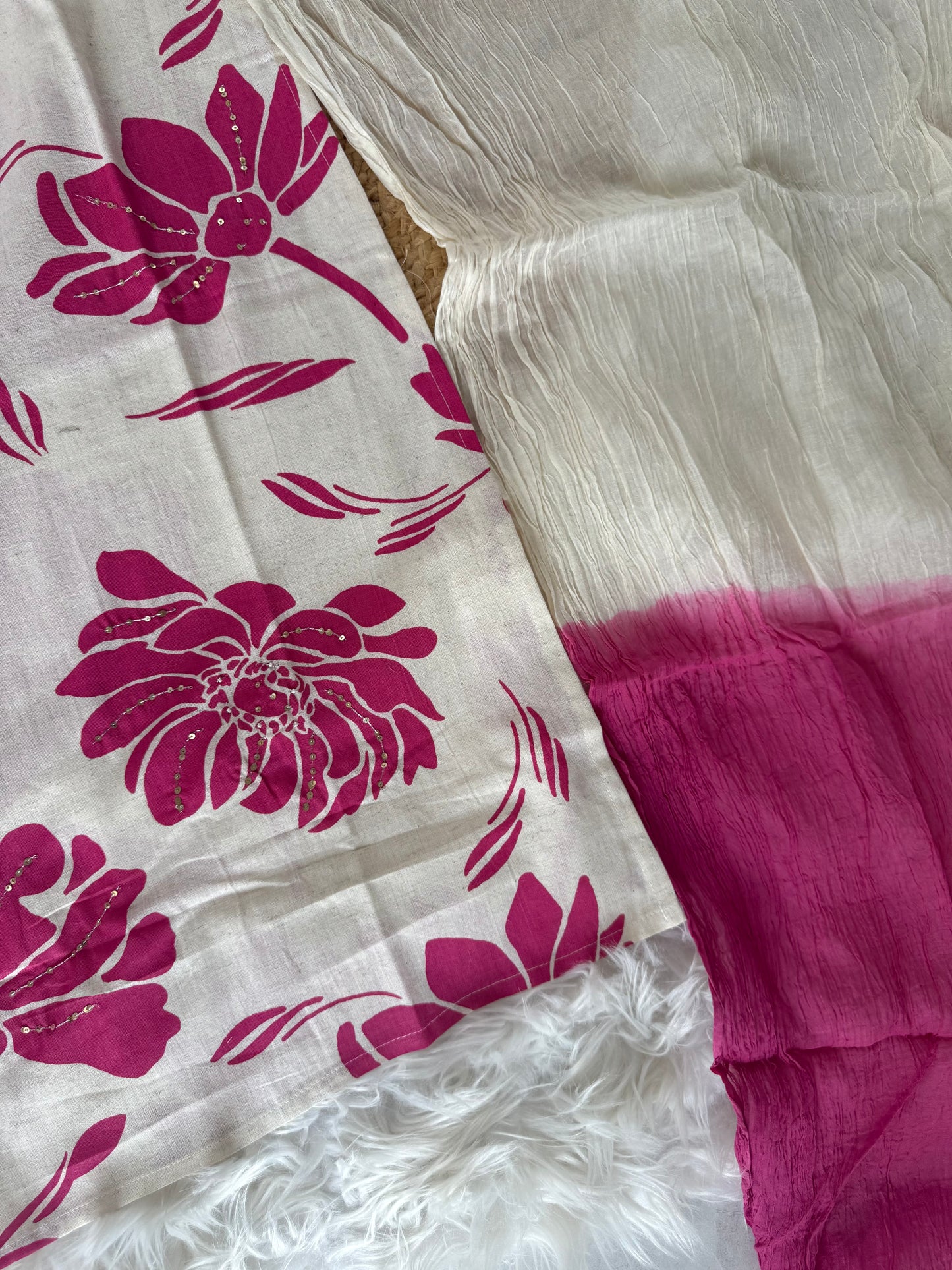 K088 - Cotton embroidered strap Kurti with pants and dupatta in 3 designs