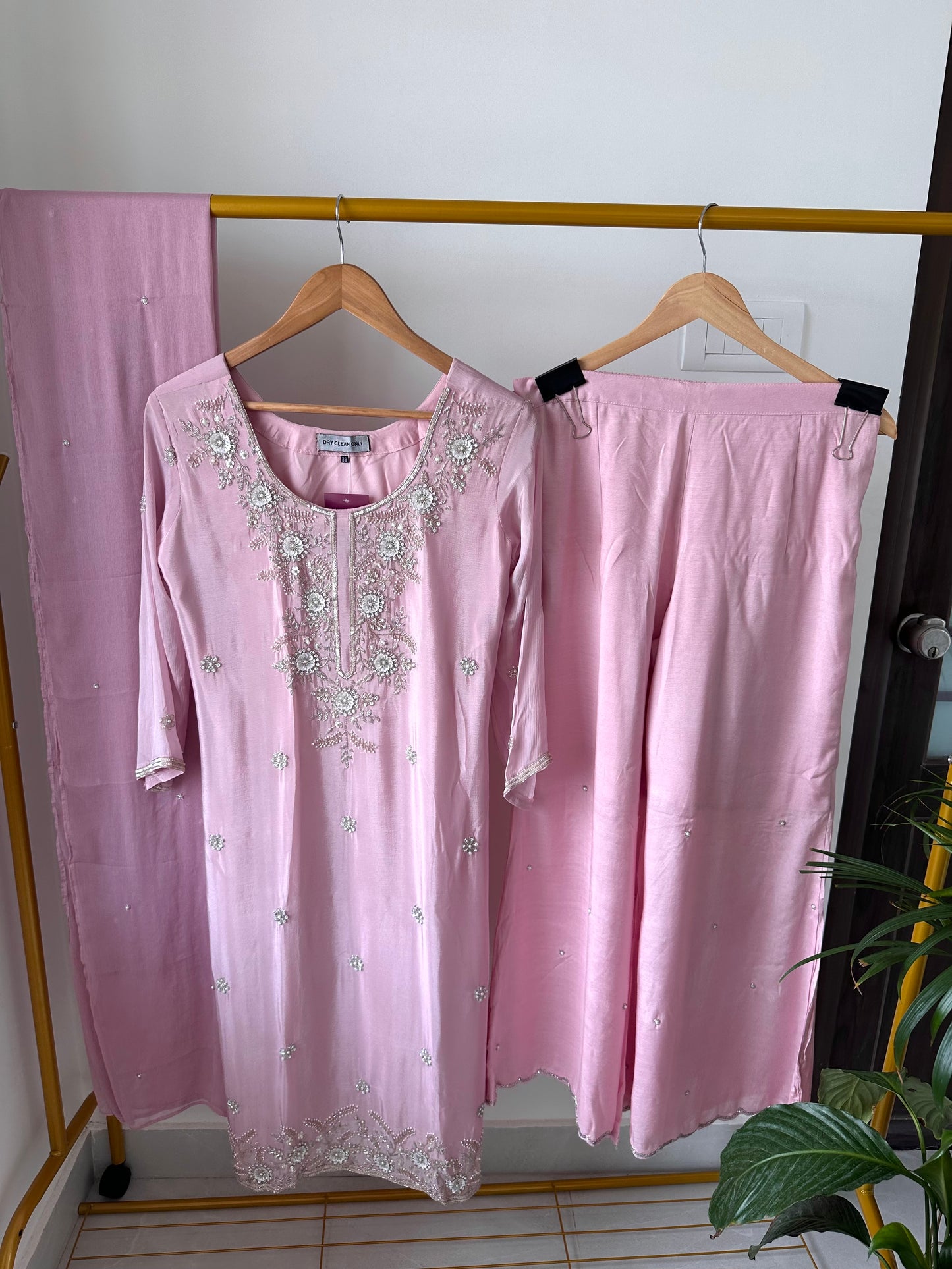 K346 - Chinnon handwork Kurti with palazzo and dupatta