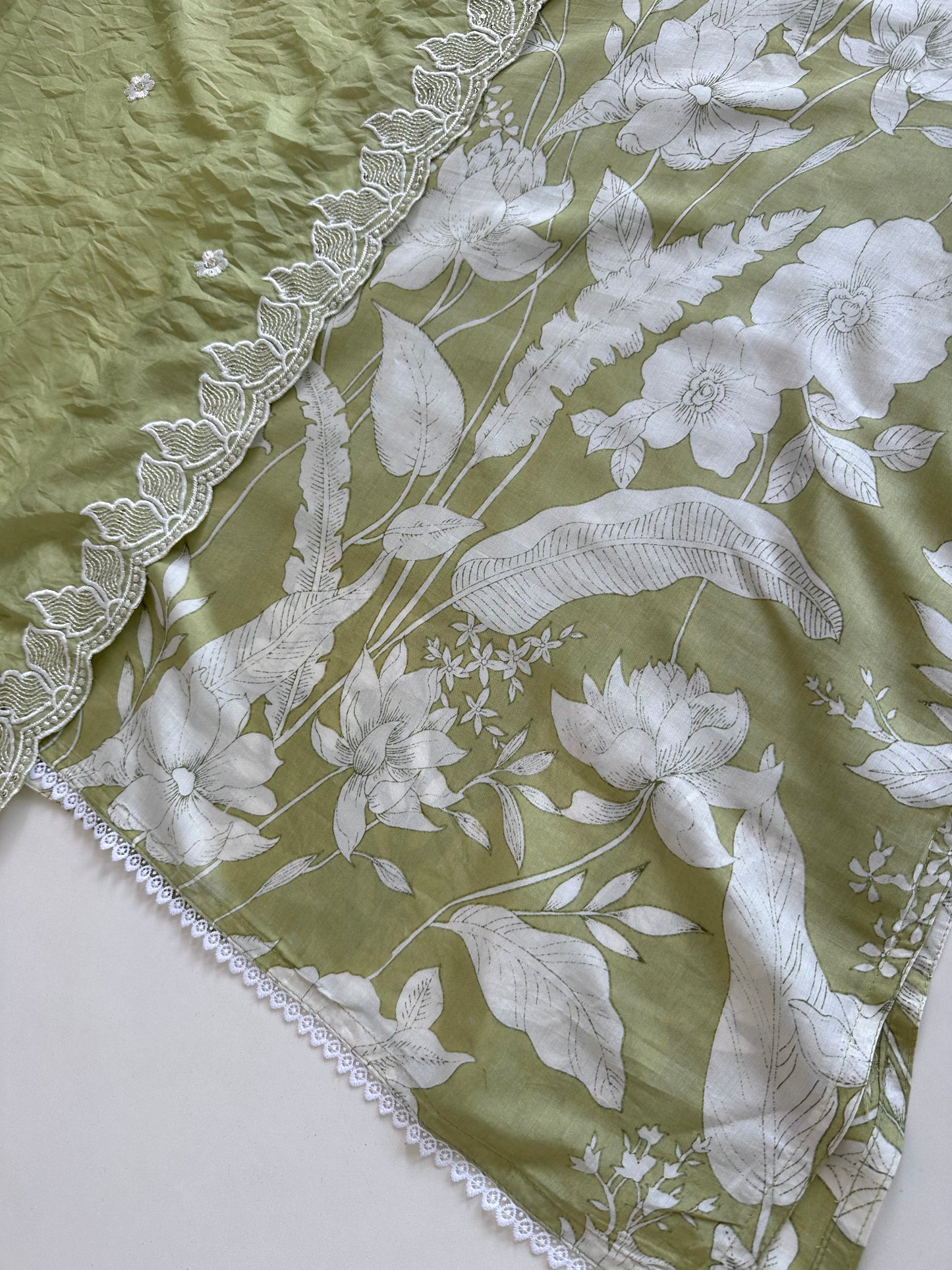 K414 - Muslin silk handwork straight Kurti with pants and dupatta