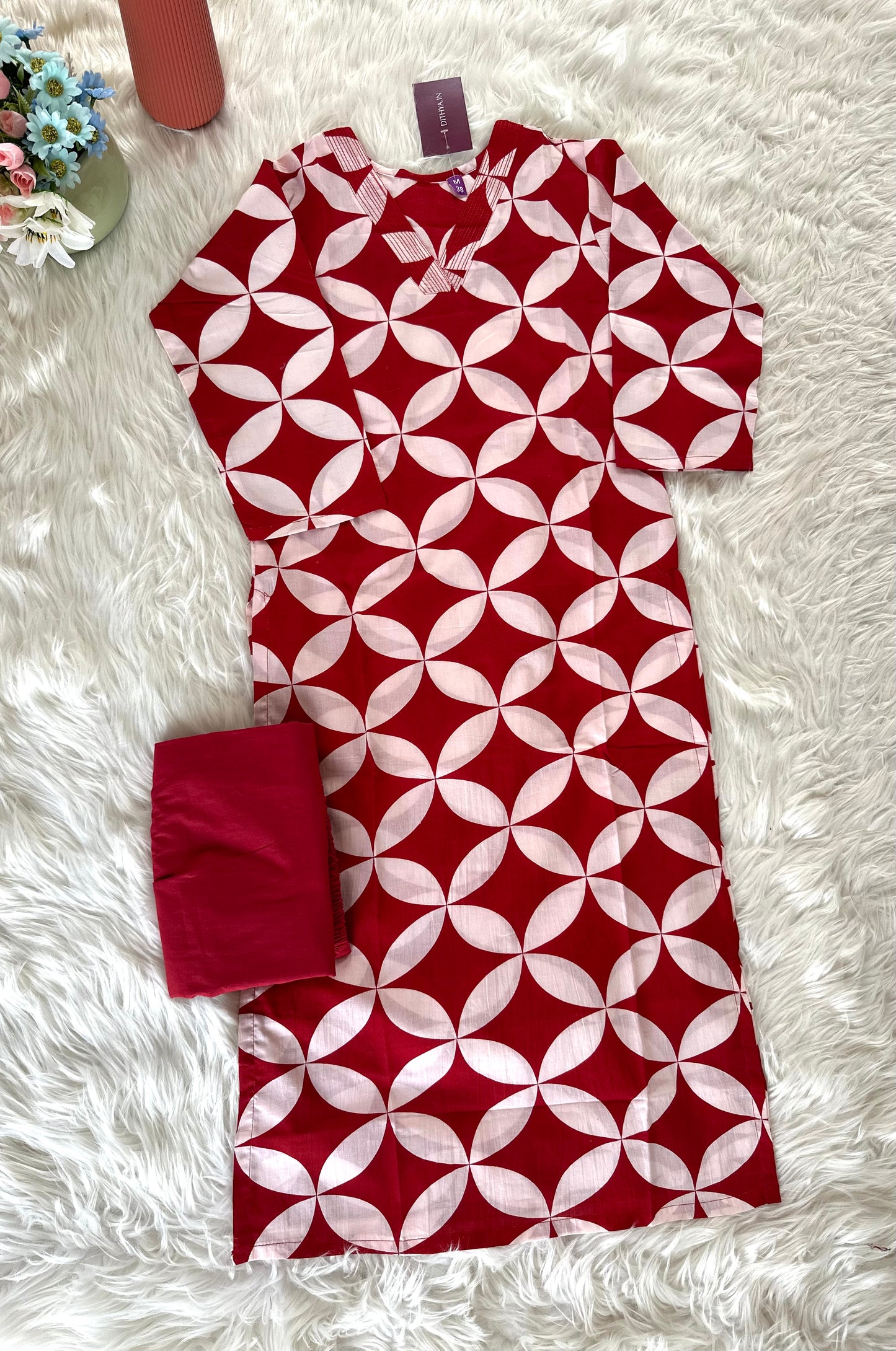 K229 - Cotton printed Kurti with pants in 3 colours