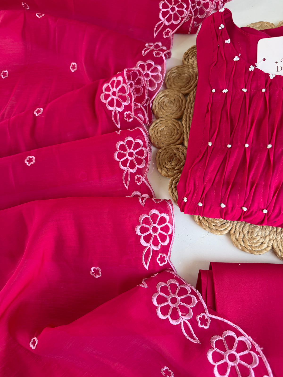 K040 - Surat Mul chanderi embroidered Anarkali with pants and dupatta in 2 colours