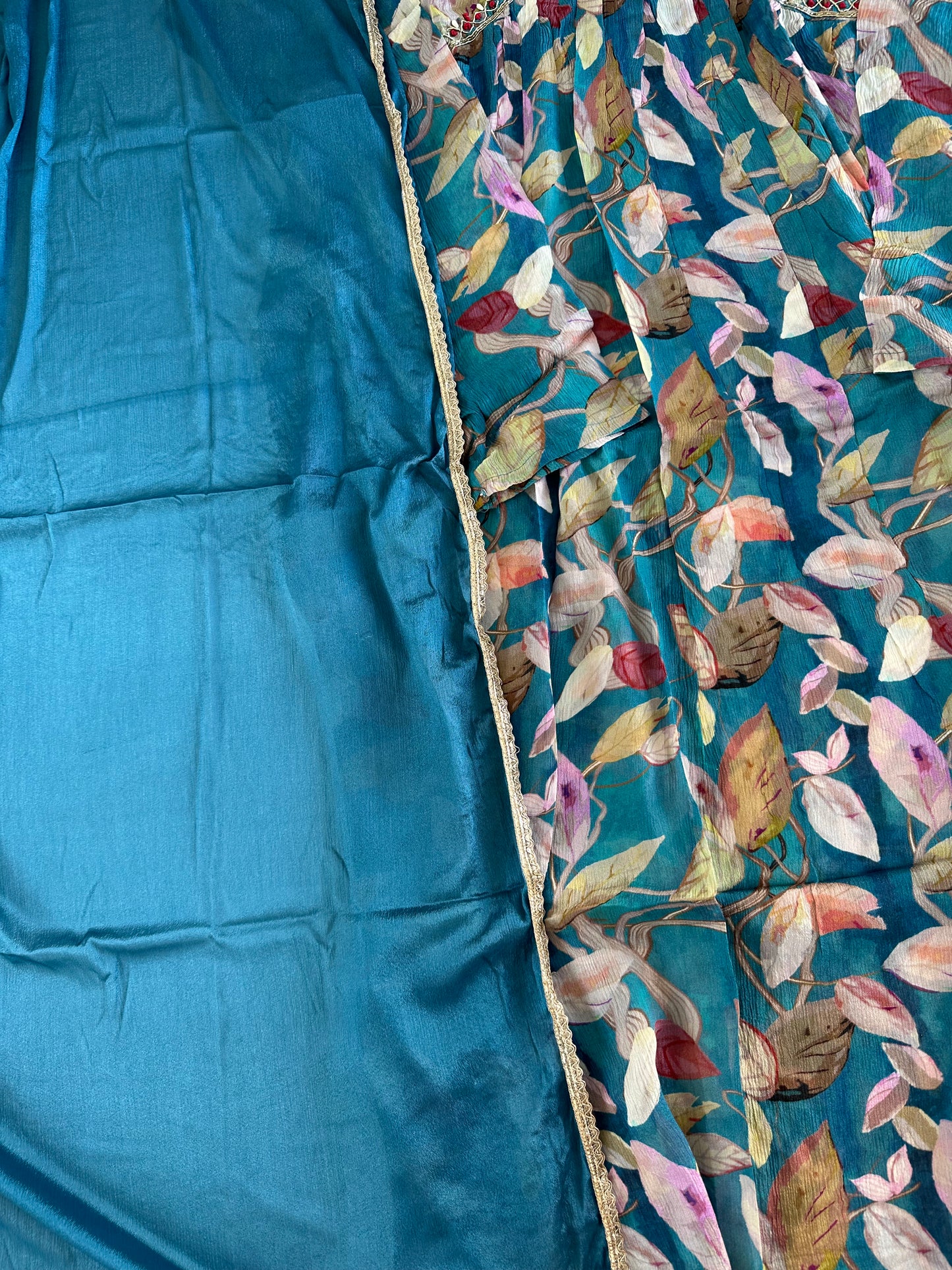 D388-Chinnon Alia cut Anarkali with pants and dupatta