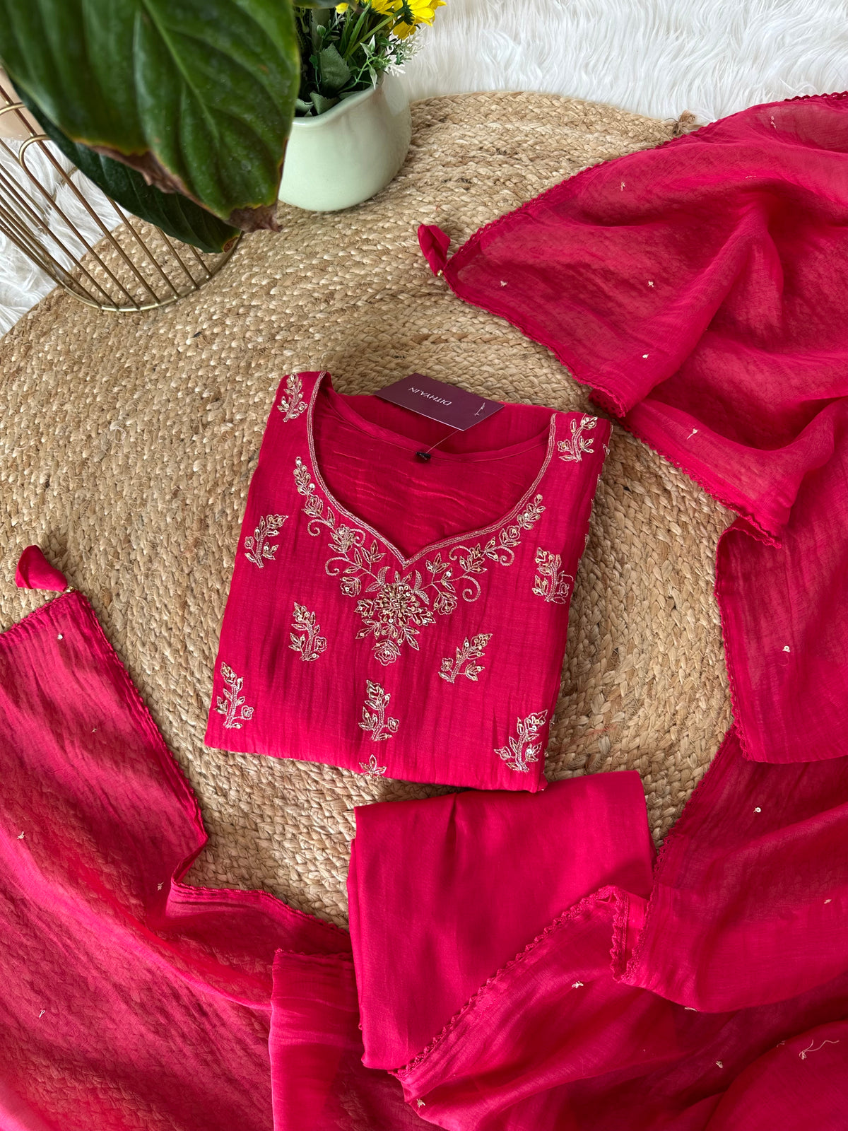 K005 - Mul Chanderi zardosi Anarkali with pants and dupatta in 3 colours